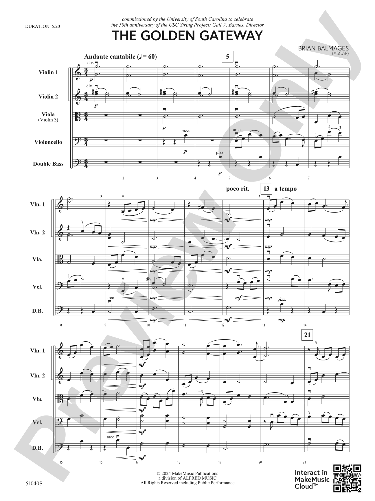 The Golden Gateway: String Orchestra Conductor Score & Parts