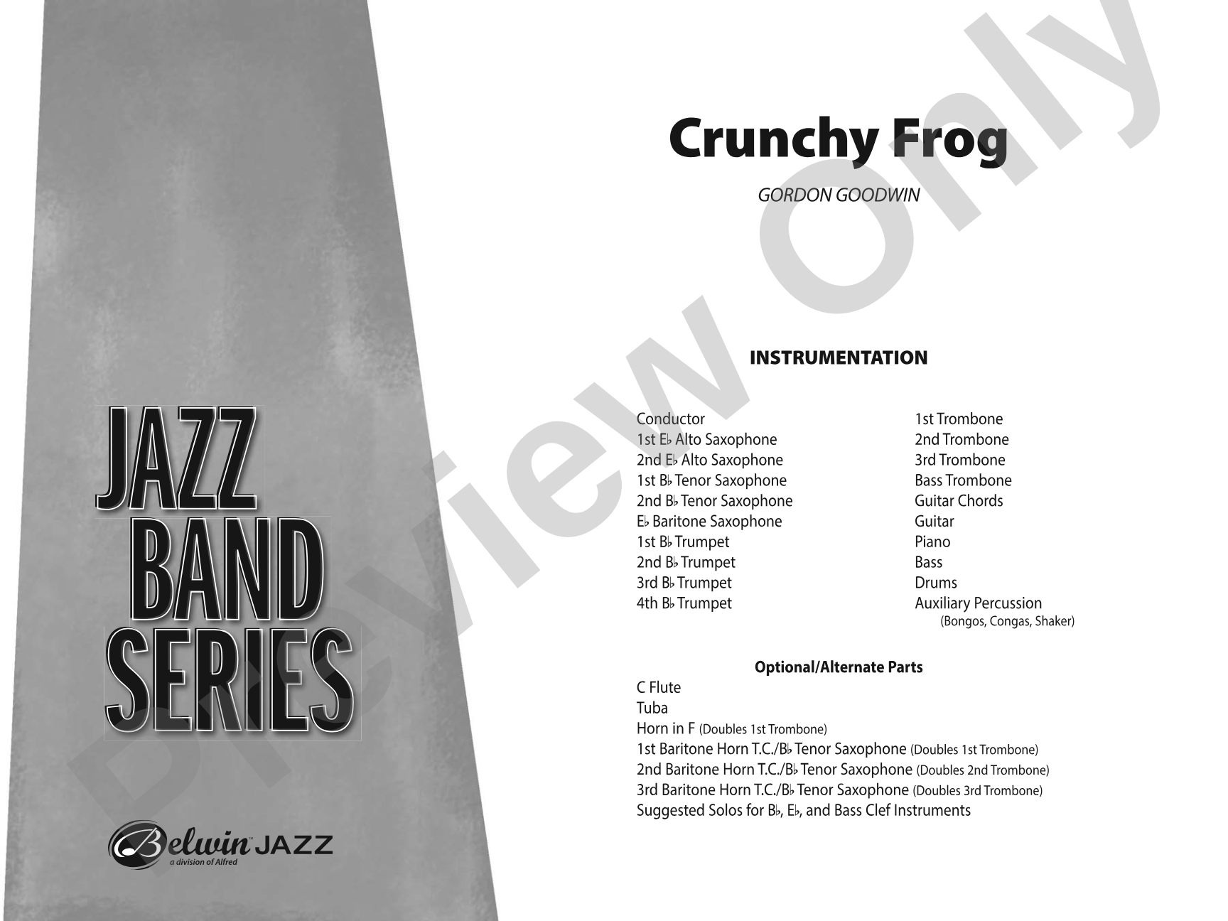 Crunchy Frog: Jazz Ensemble Conductor Score & Parts