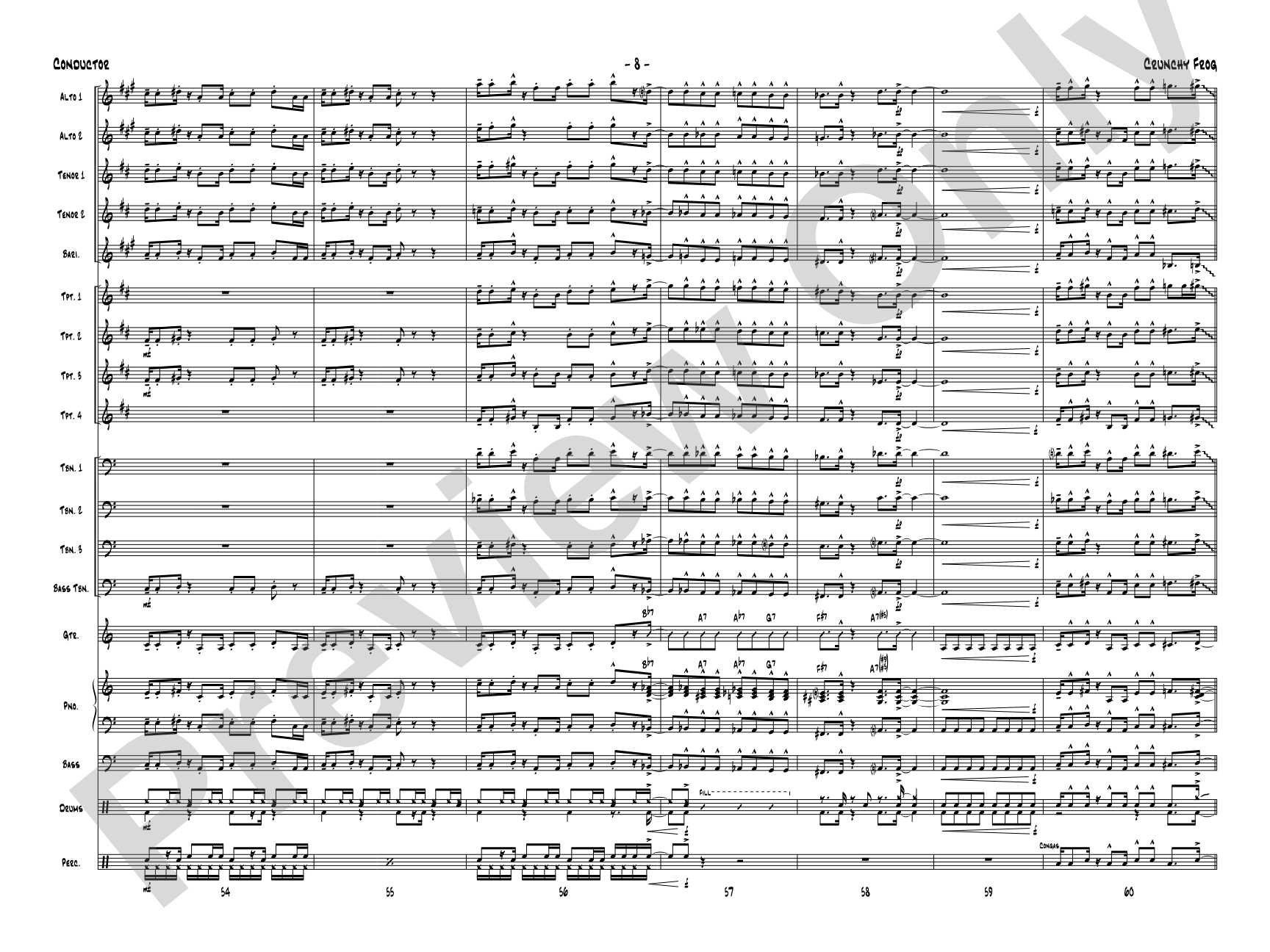 Crunchy Frog: Jazz Ensemble Conductor Score & Parts