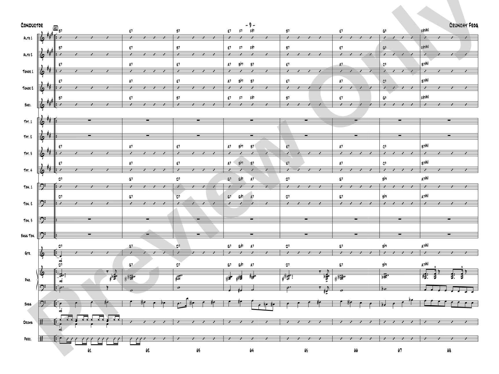 Crunchy Frog: Jazz Ensemble Conductor Score & Parts