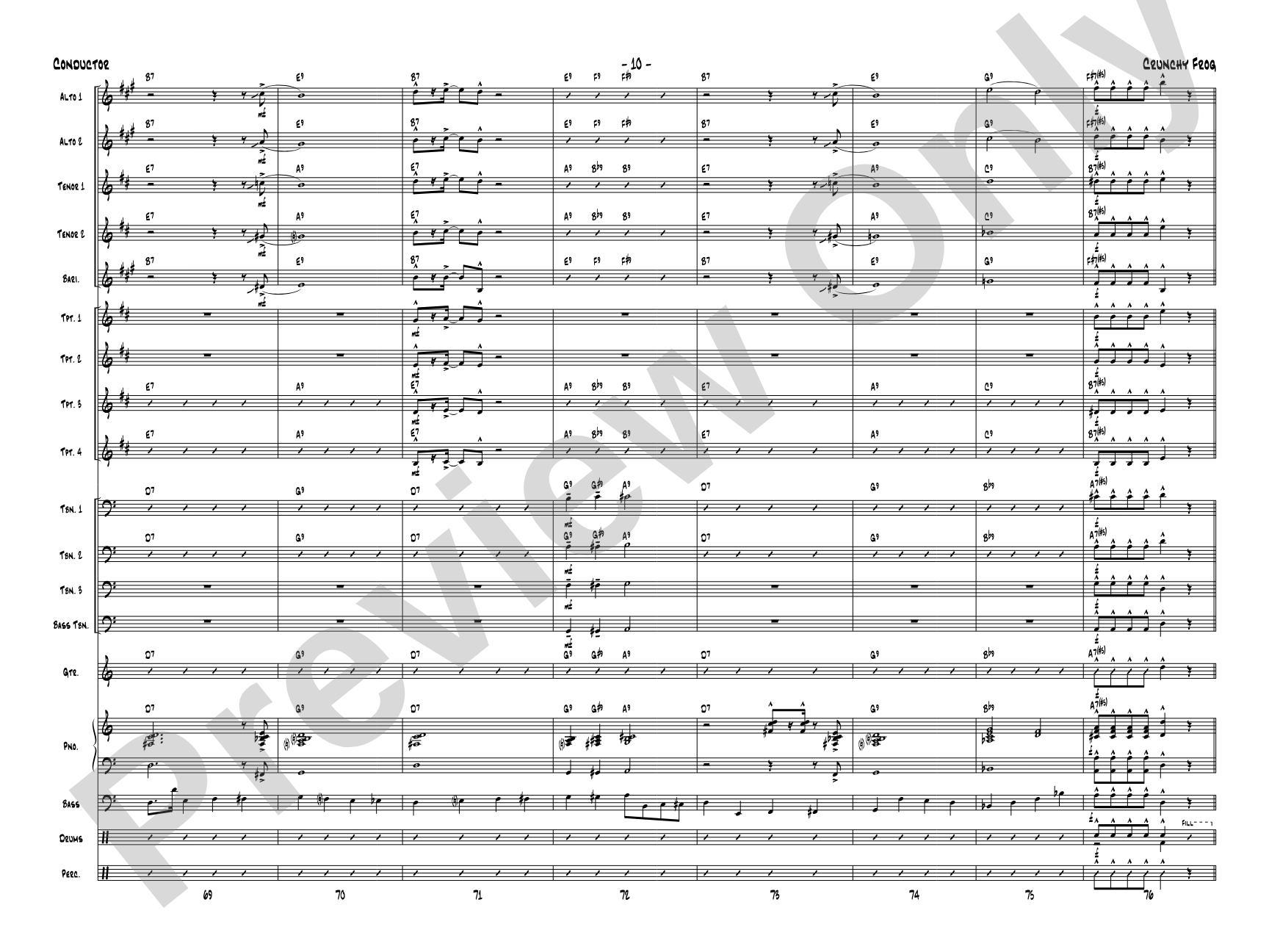 Crunchy Frog: Jazz Ensemble Conductor Score & Parts