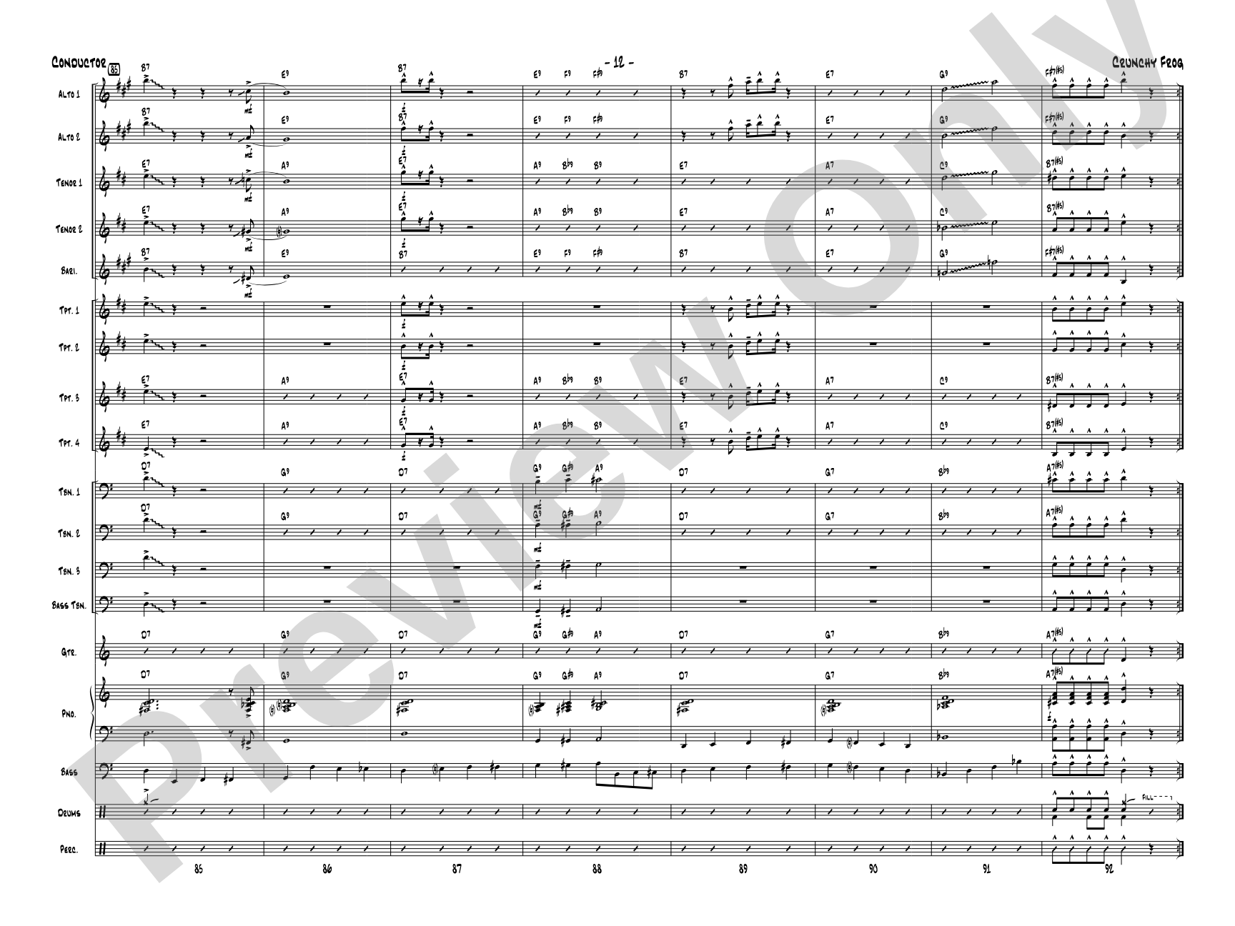 Crunchy Frog: Jazz Ensemble Conductor Score & Parts