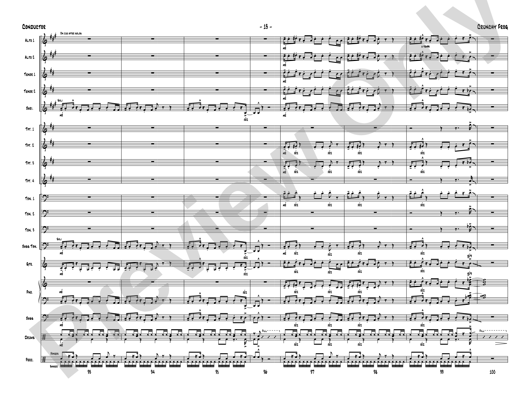 Crunchy Frog: Jazz Ensemble Conductor Score & Parts