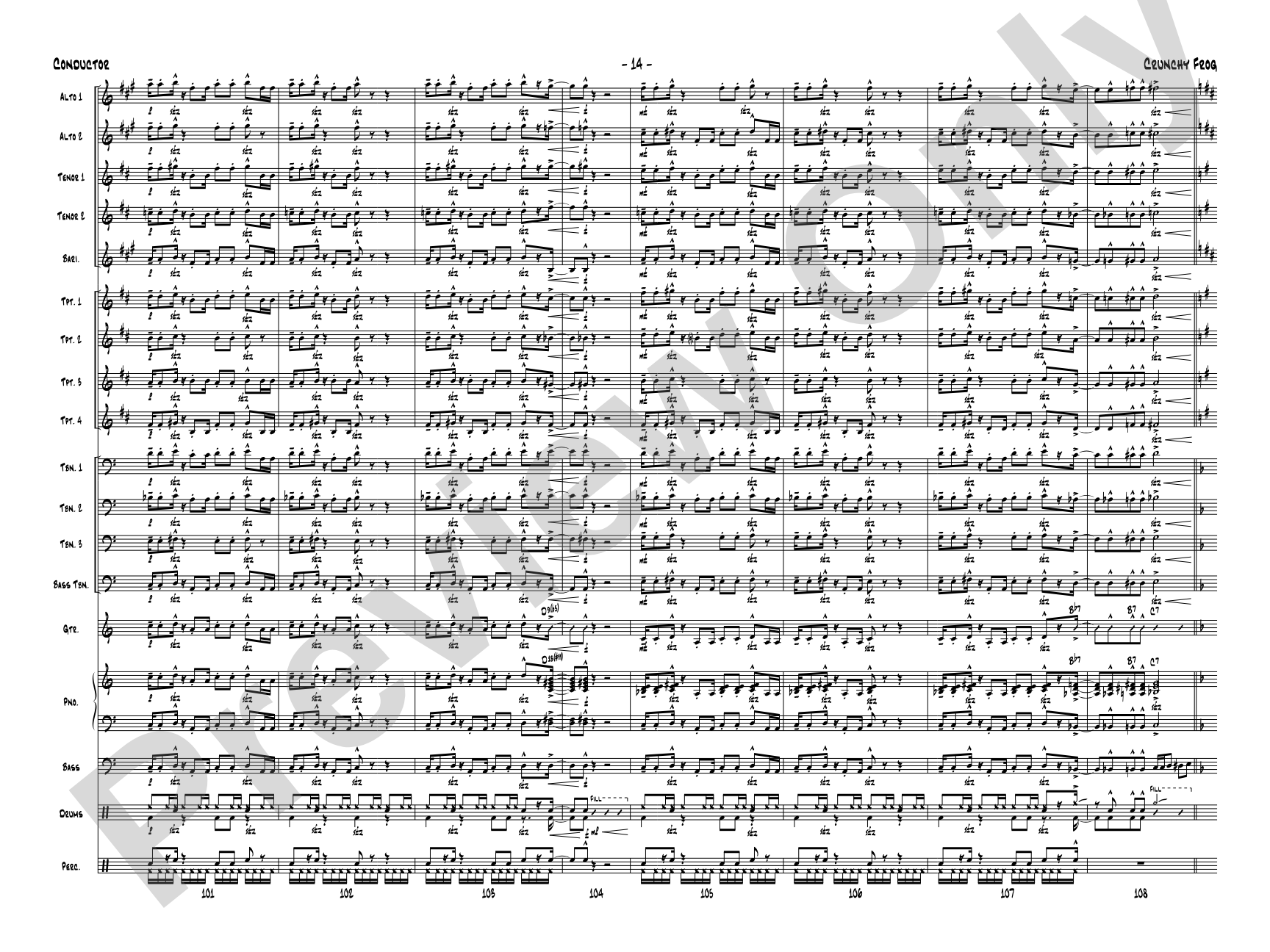 Crunchy Frog: Jazz Ensemble Conductor Score & Parts