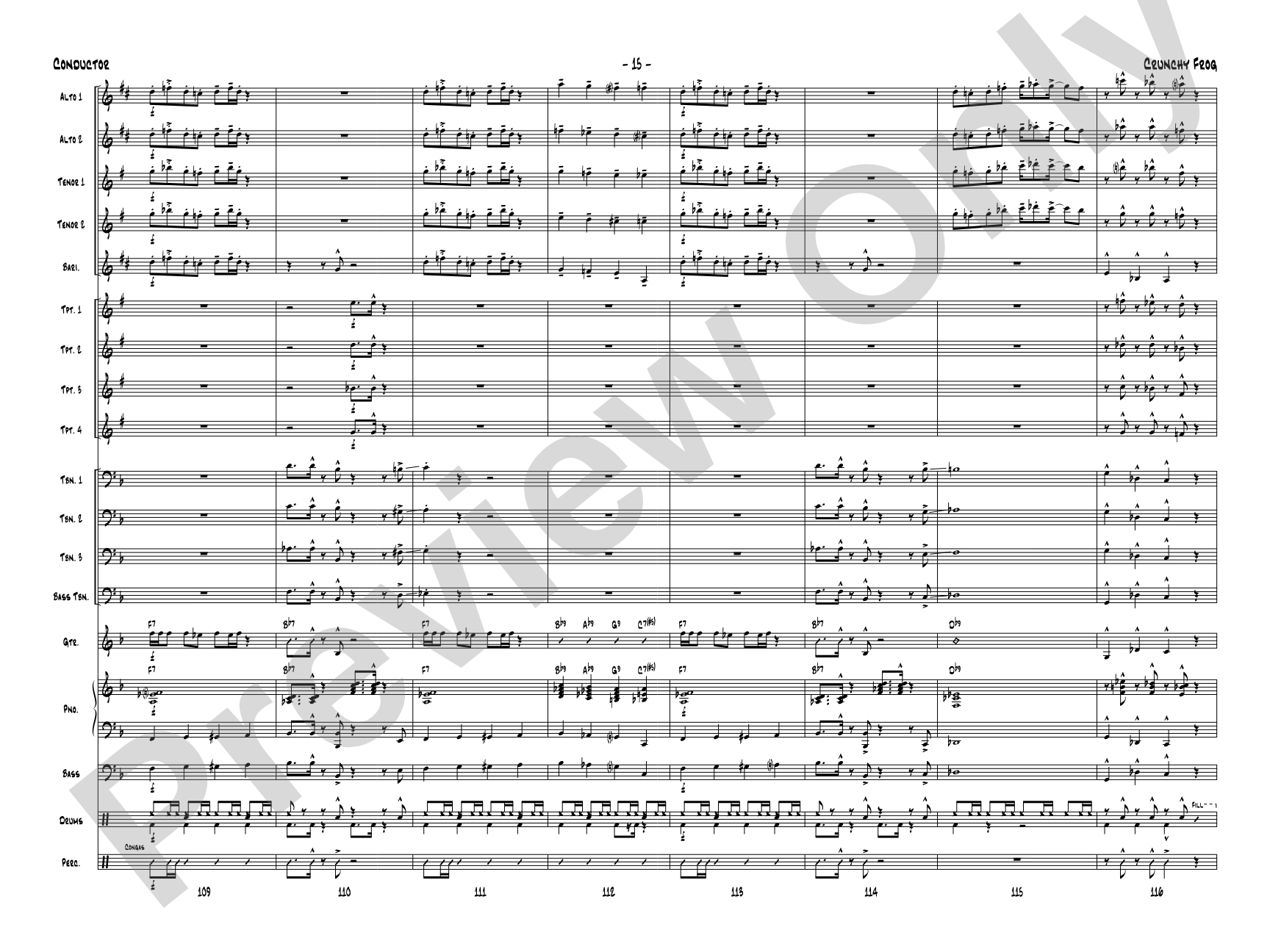 Crunchy Frog: Jazz Ensemble Conductor Score & Parts