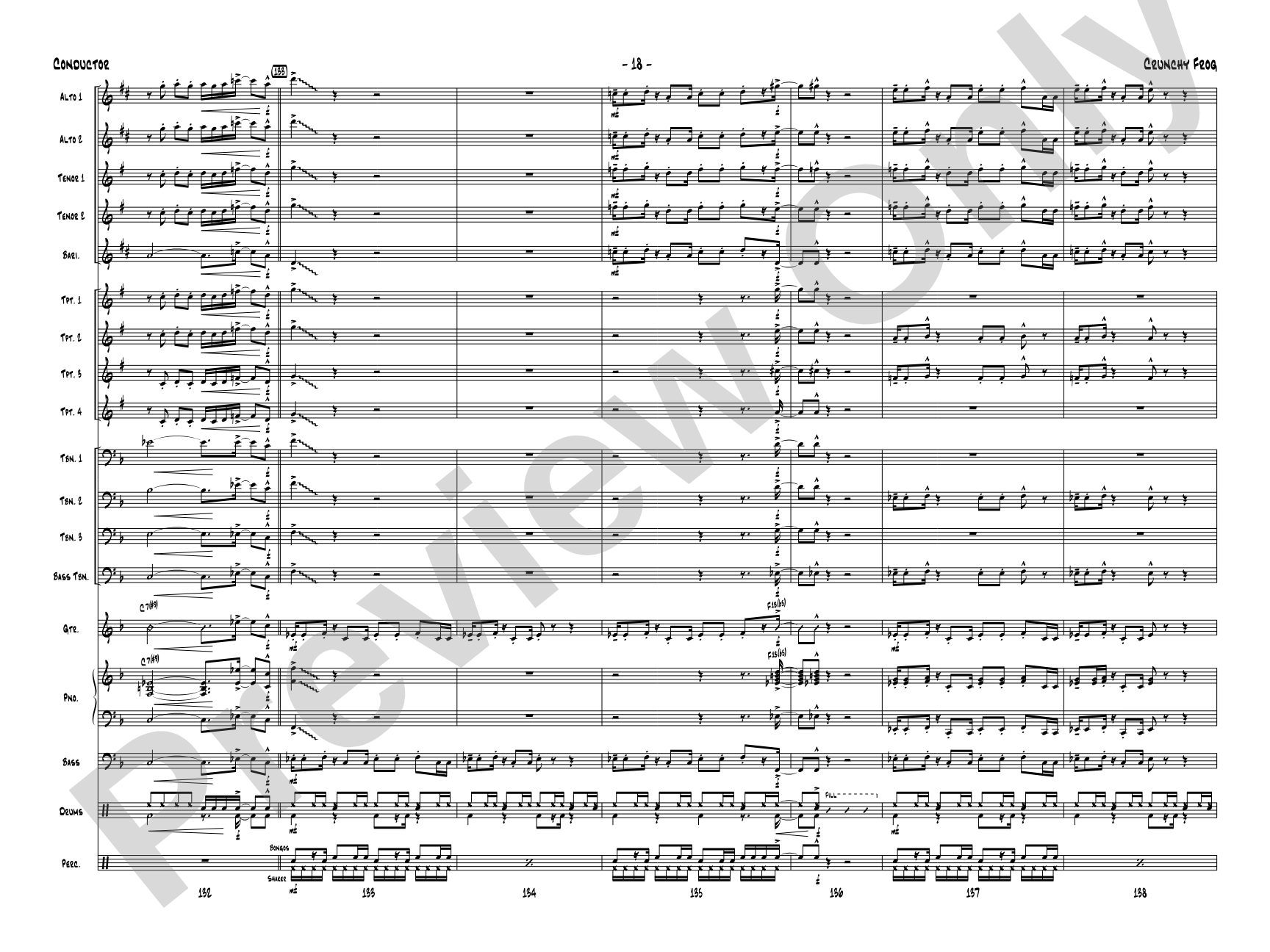 Crunchy Frog: Jazz Ensemble Conductor Score & Parts