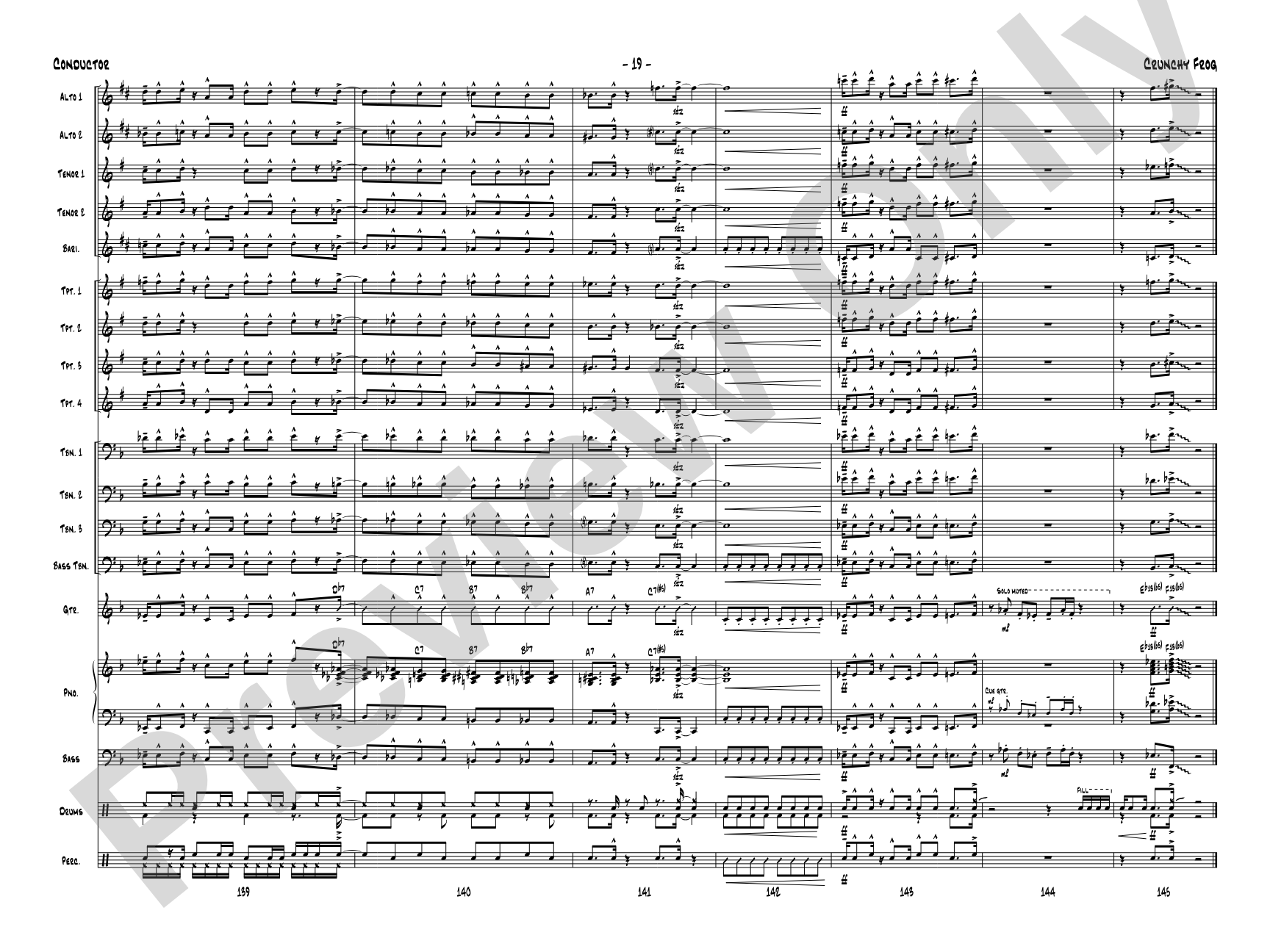 Crunchy Frog: Jazz Ensemble Conductor Score & Parts