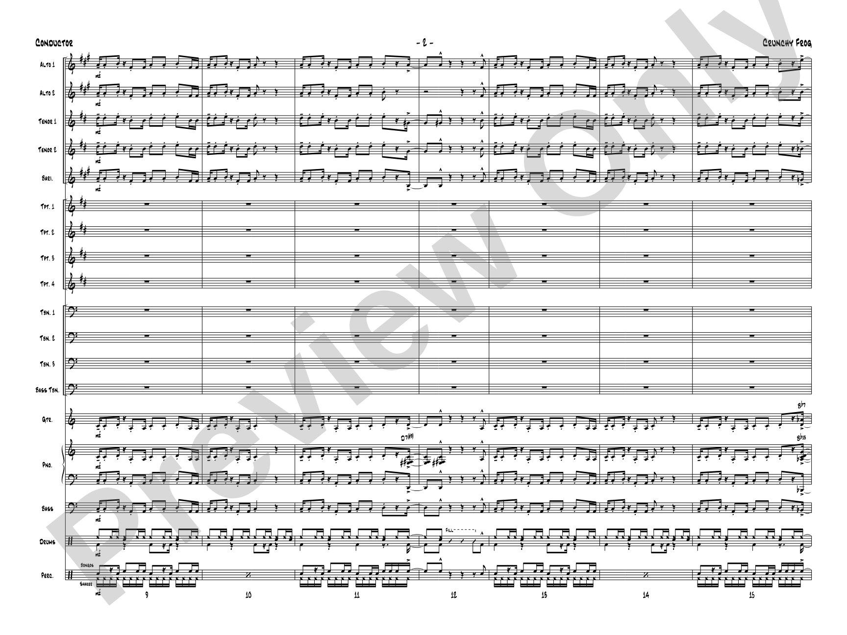 Crunchy Frog: Jazz Ensemble Conductor Score & Parts