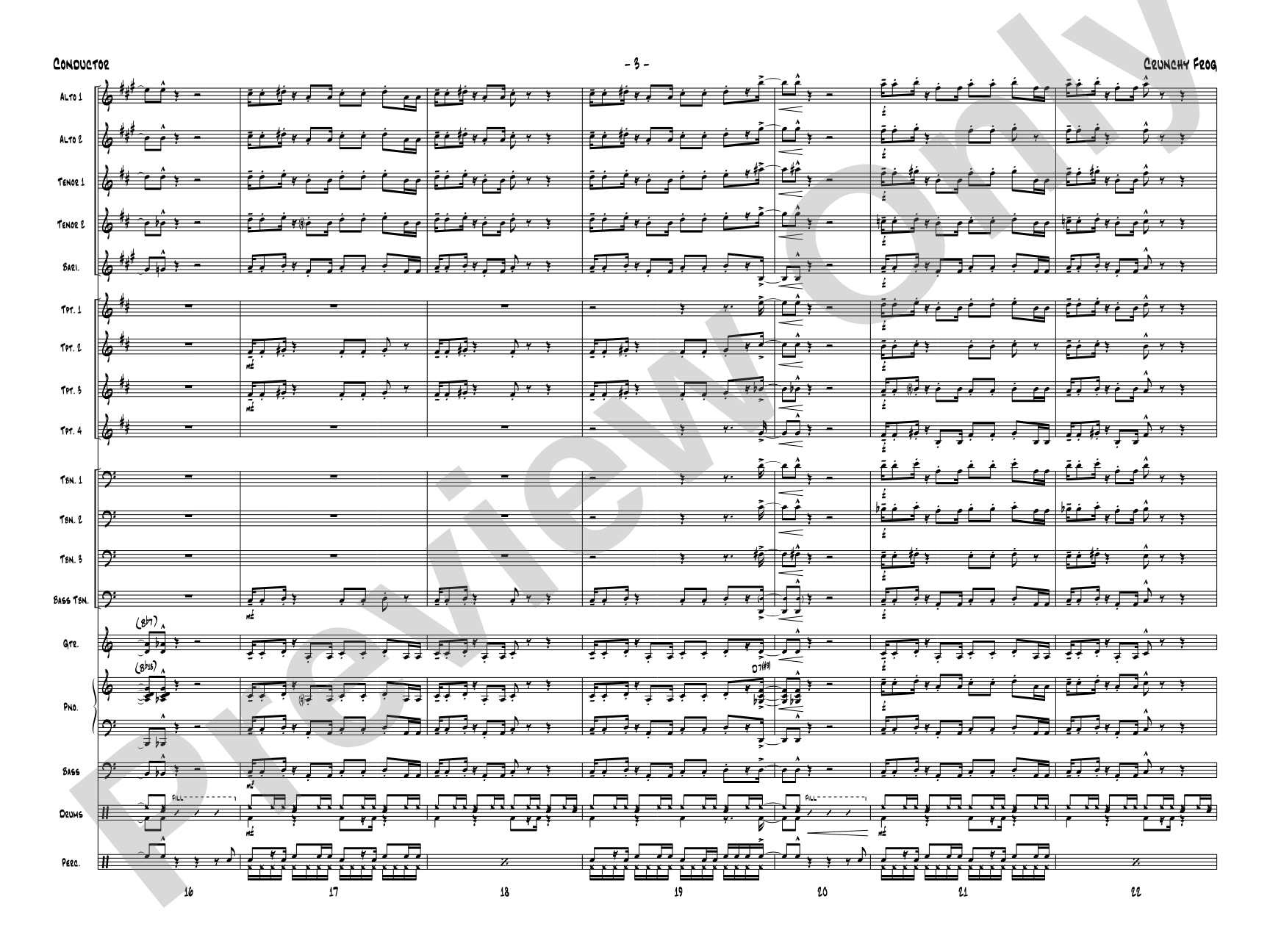 Crunchy Frog: Jazz Ensemble Conductor Score & Parts