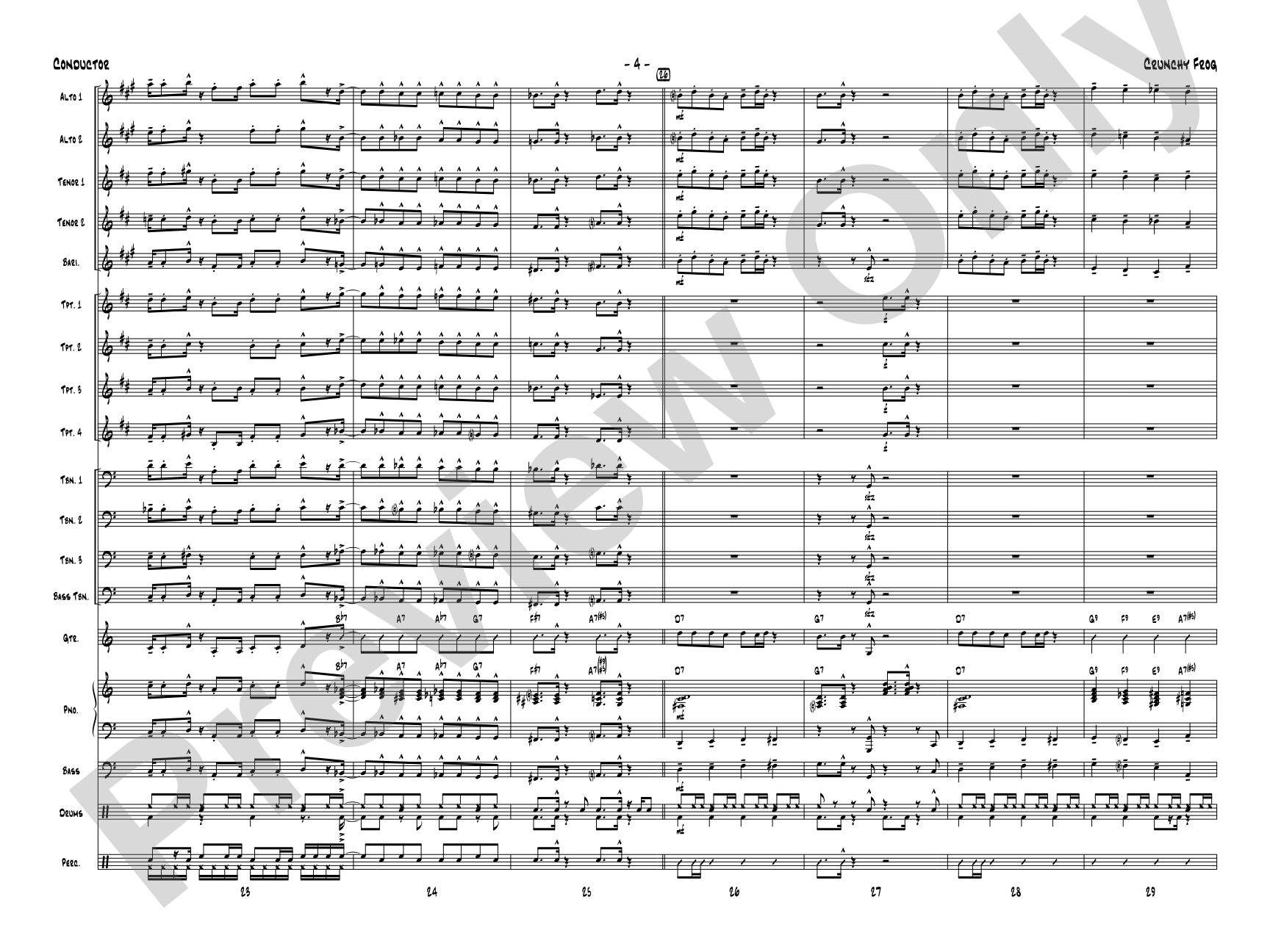 Crunchy Frog: Jazz Ensemble Conductor Score & Parts