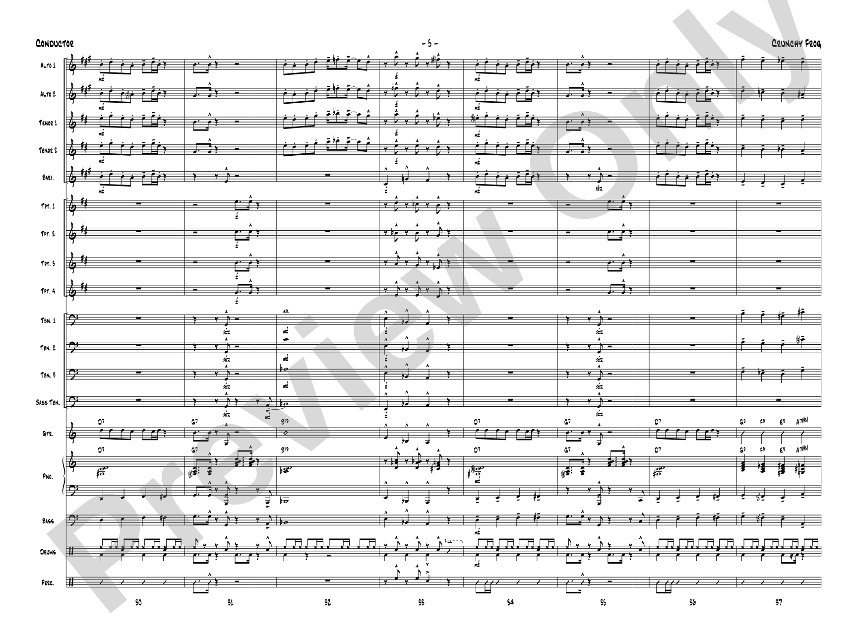 Crunchy Frog: Jazz Ensemble Conductor Score & Parts