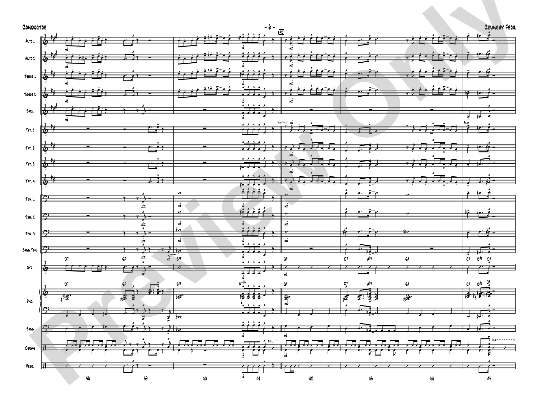 Crunchy Frog: Jazz Ensemble Conductor Score & Parts