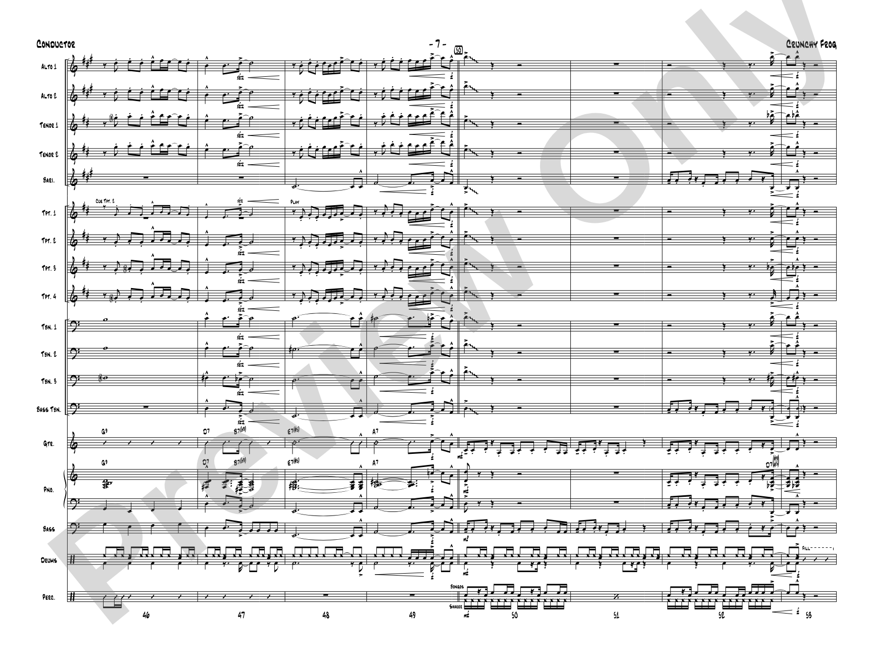 Crunchy Frog: Jazz Ensemble Conductor Score & Parts
