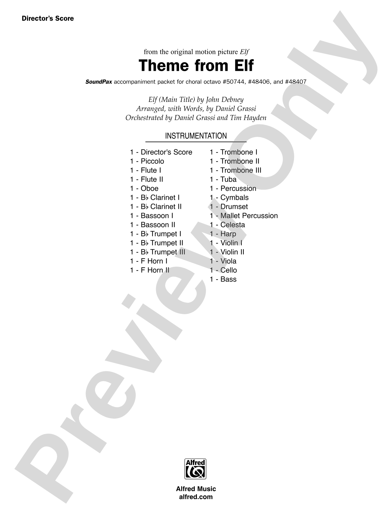 Theme from Elf: Score