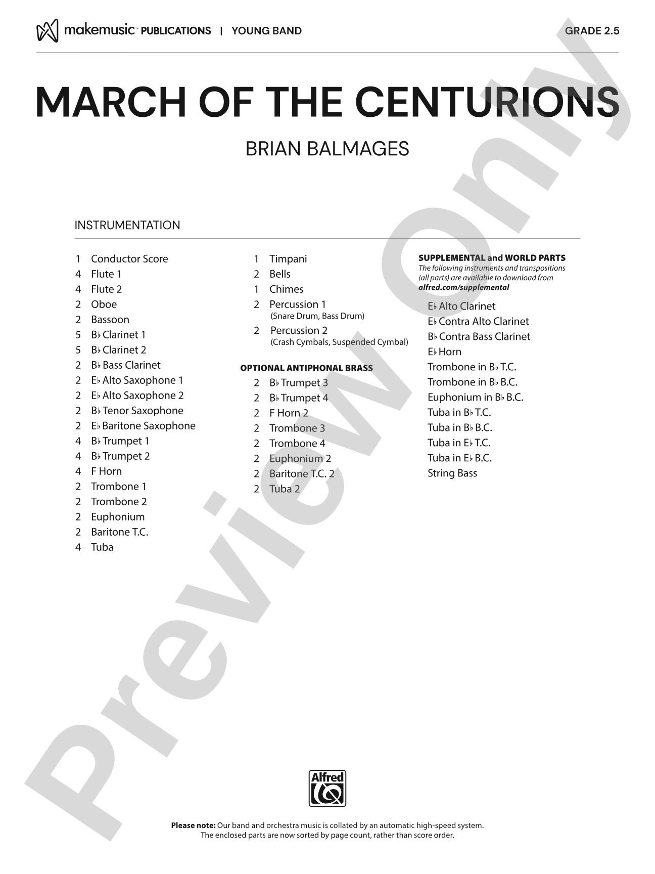 March of the Centurions: Concert Band Conductor Score & Parts