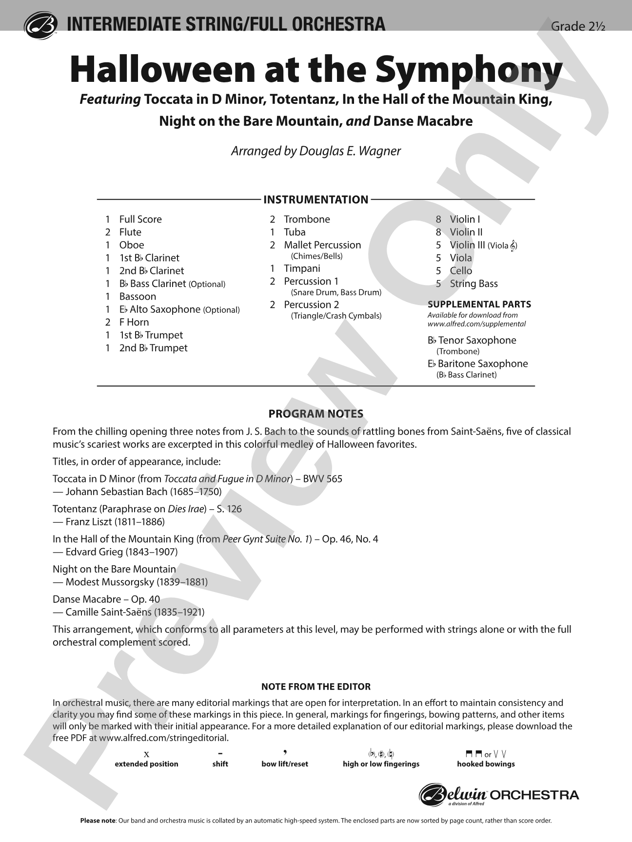 Halloween at the Symphony: Full Orchestra Conductor Score & Parts