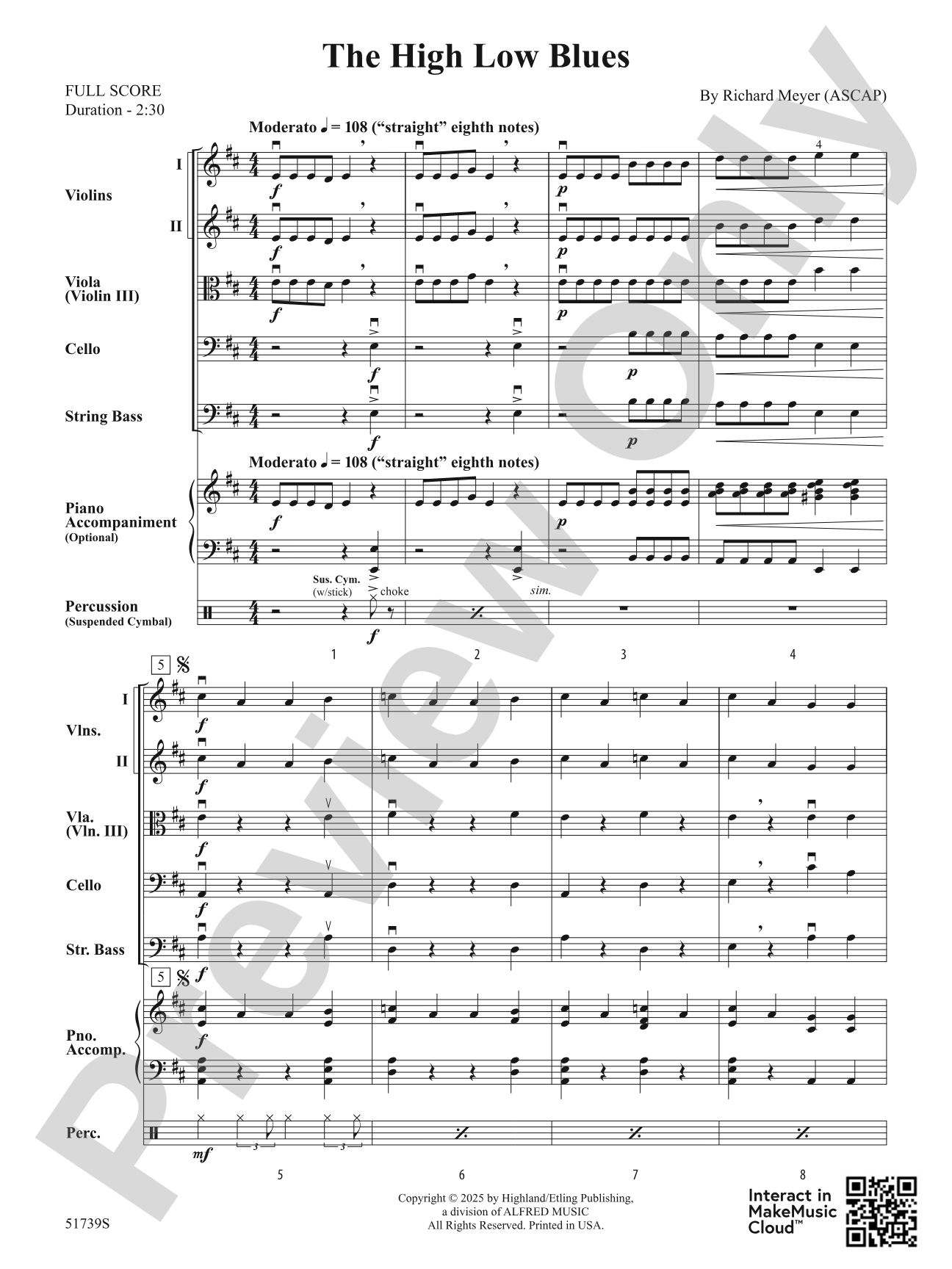 The High Low Blues: String Orchestra Conductor Score & Parts