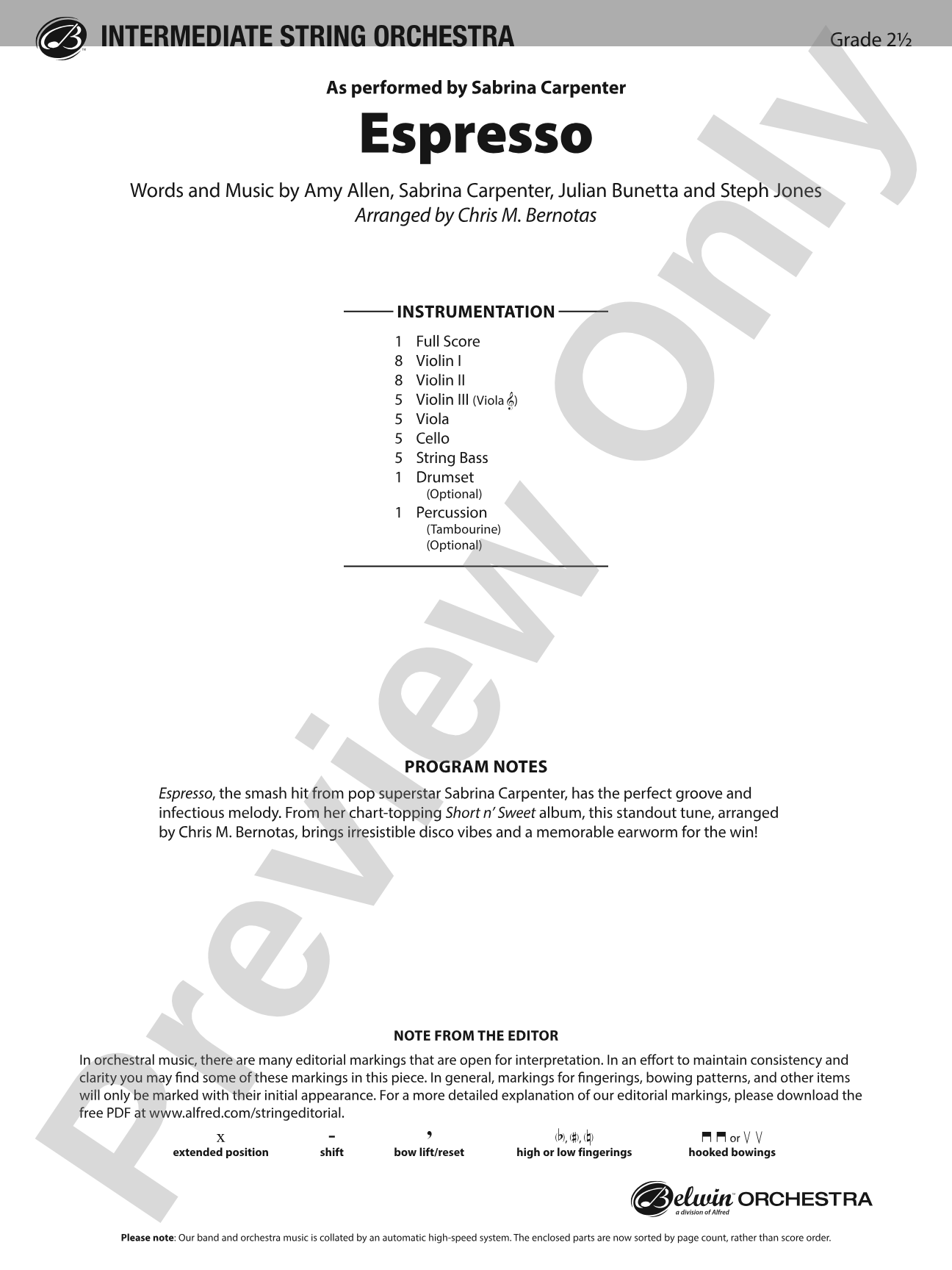 Espresso: String Orchestra Conductor Score & Parts
