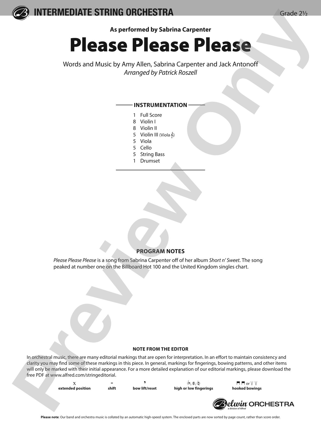 Please Please Please: String Orchestra Conductor Score & Parts