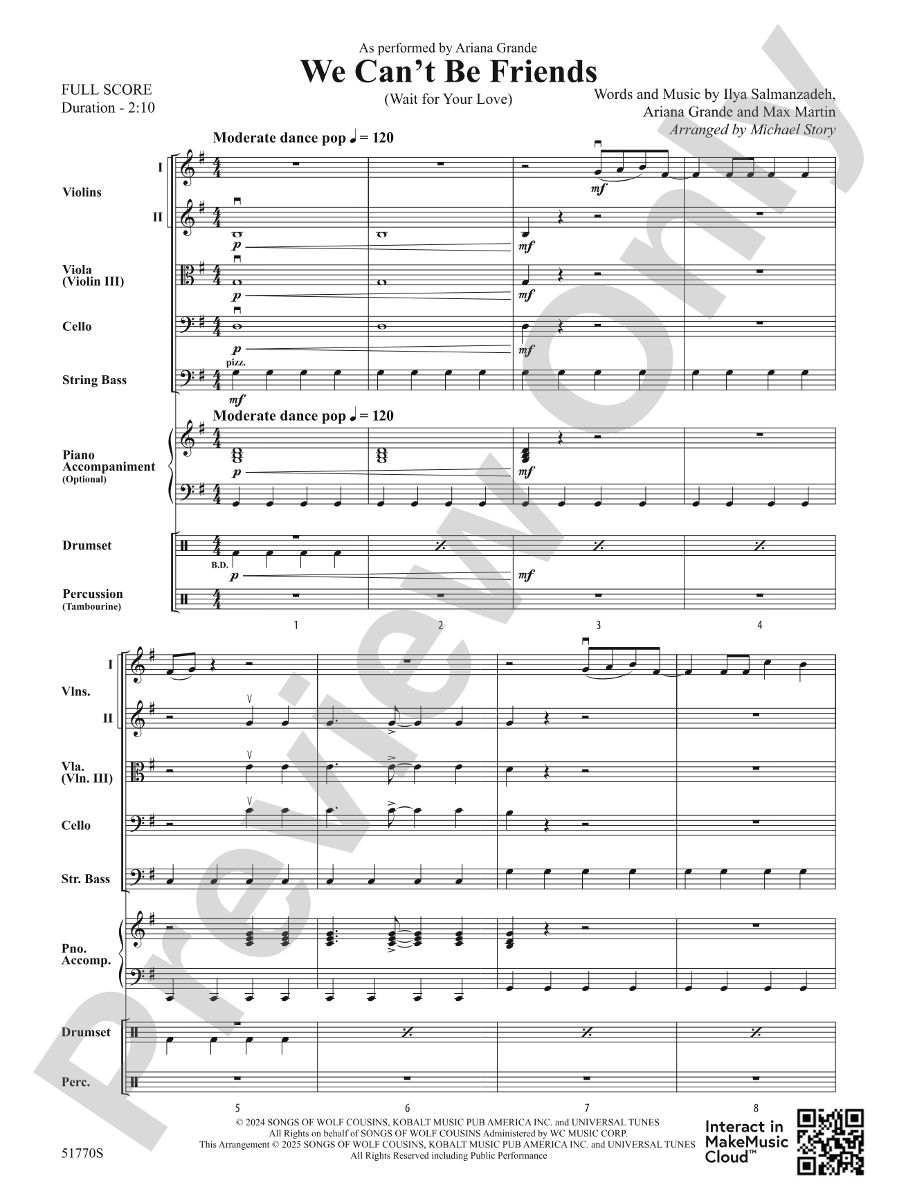 We Can't Be Friends: String Orchestra Conductor Score & Parts