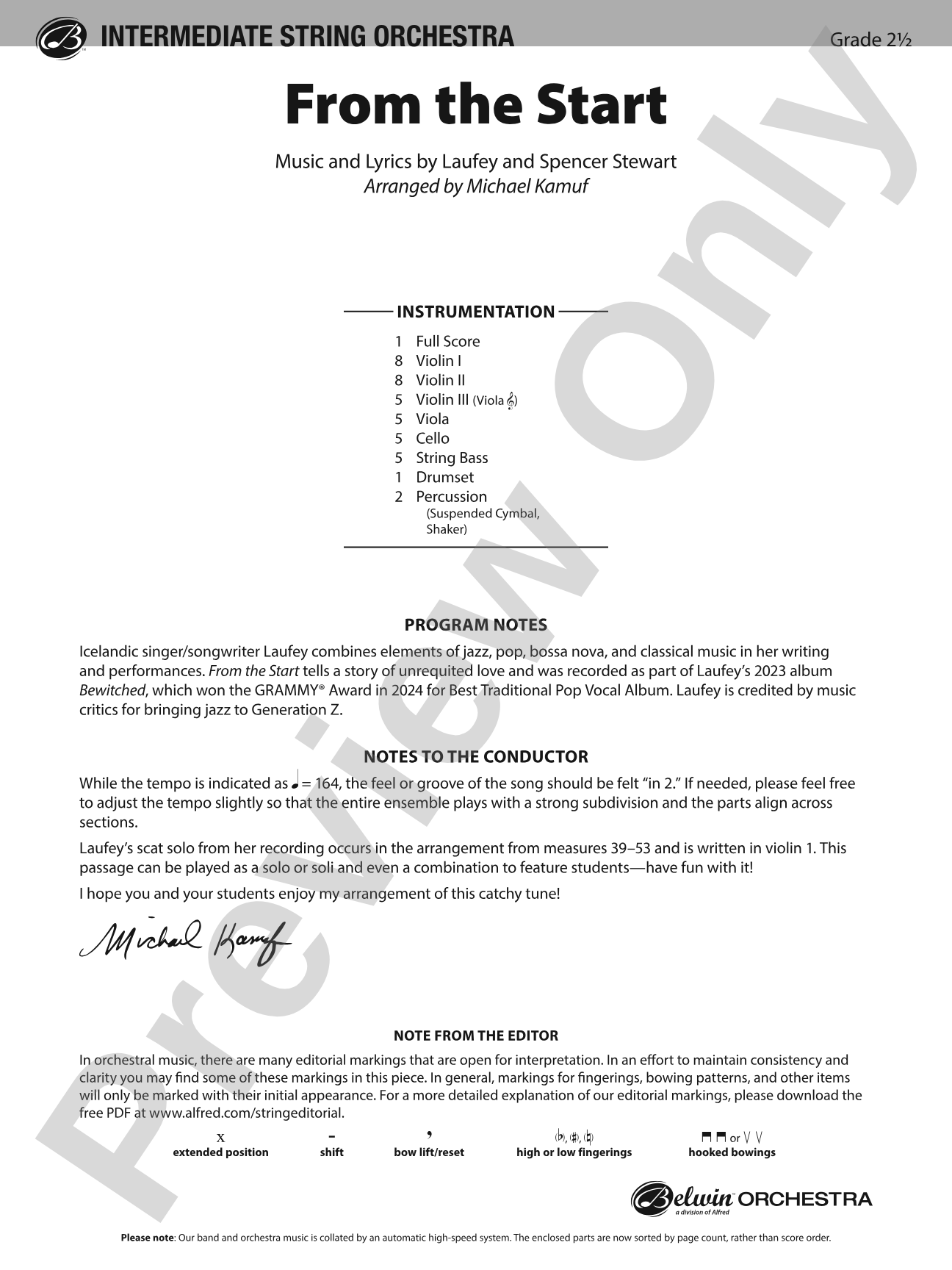 From the Start: String Orchestra Conductor Score & Parts | Laufey