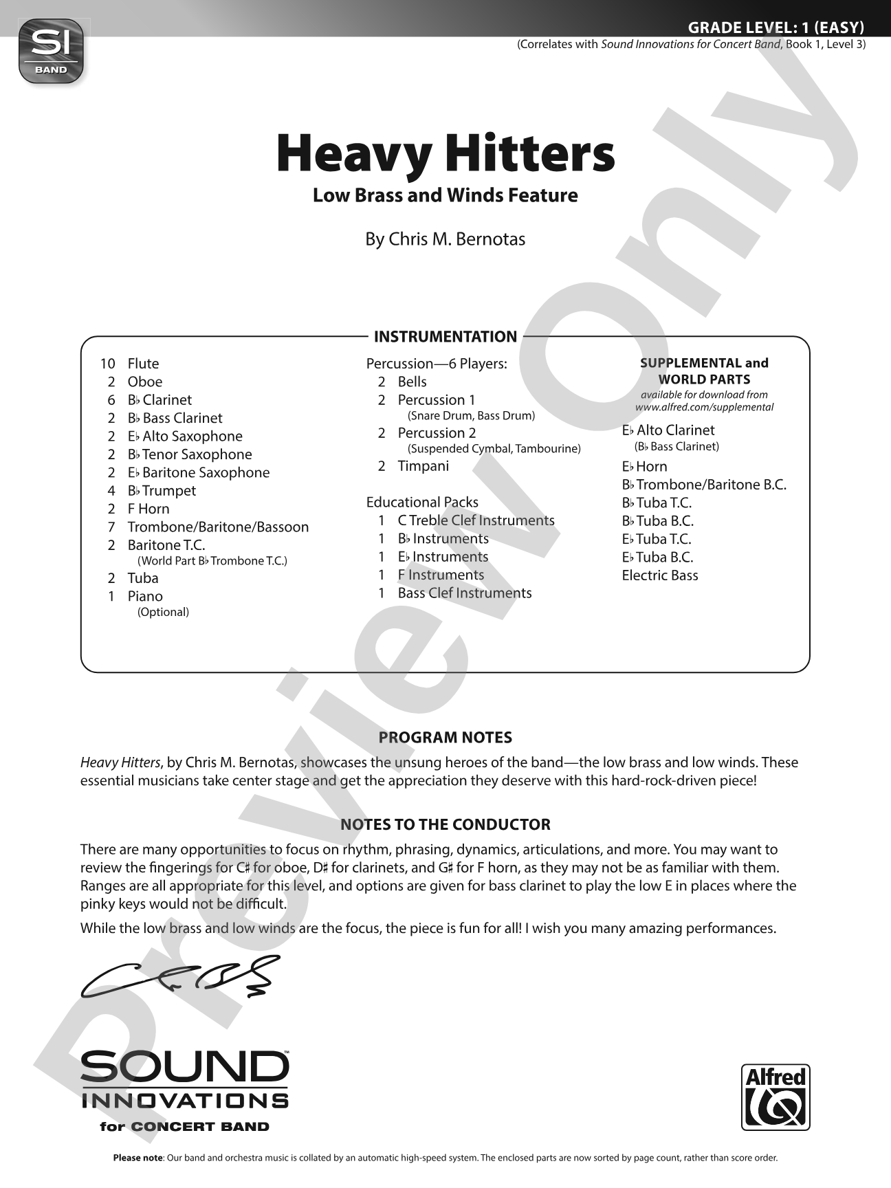 Heavy Hitters: Concert Band Conductor Score & Parts