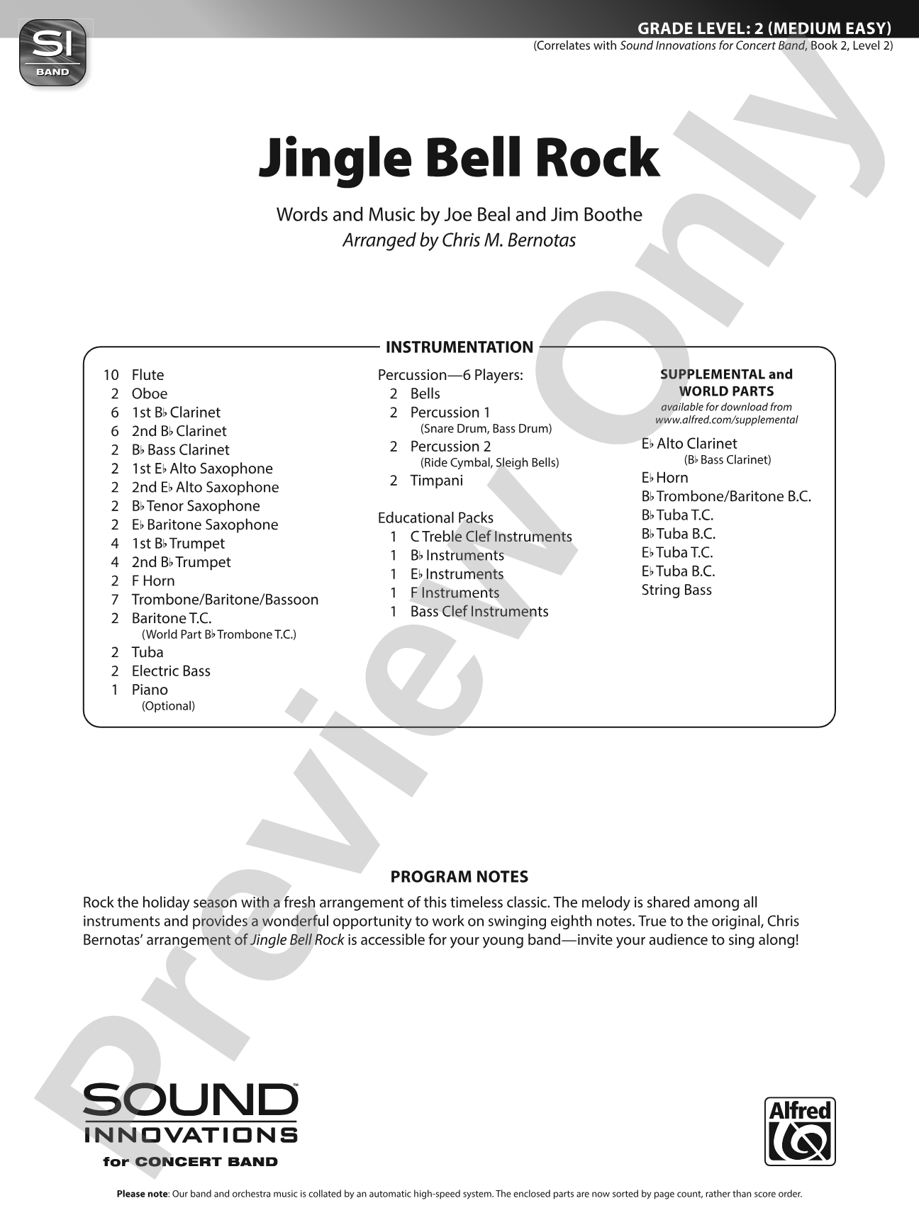 Jingle Bell Rock: Concert Band Conductor Score & Parts