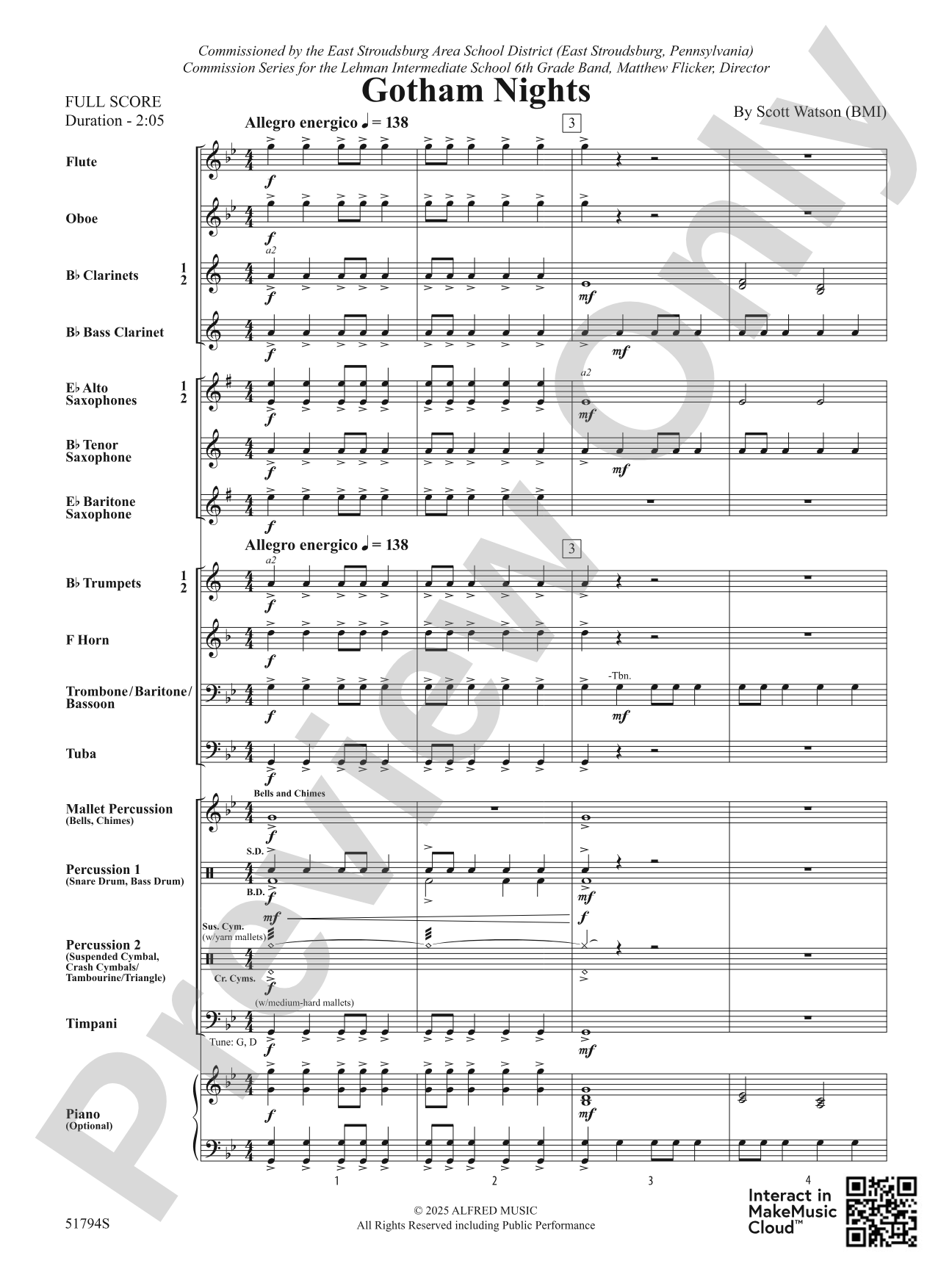 Gotham Nights: Concert Band Conductor Score & Parts