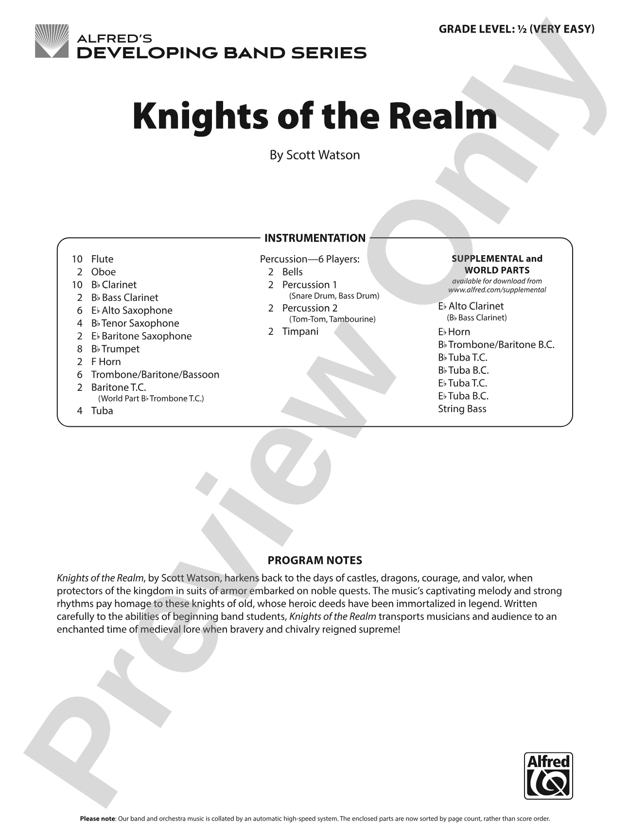 Knights of the Realm: Concert Band Conductor Score & Parts