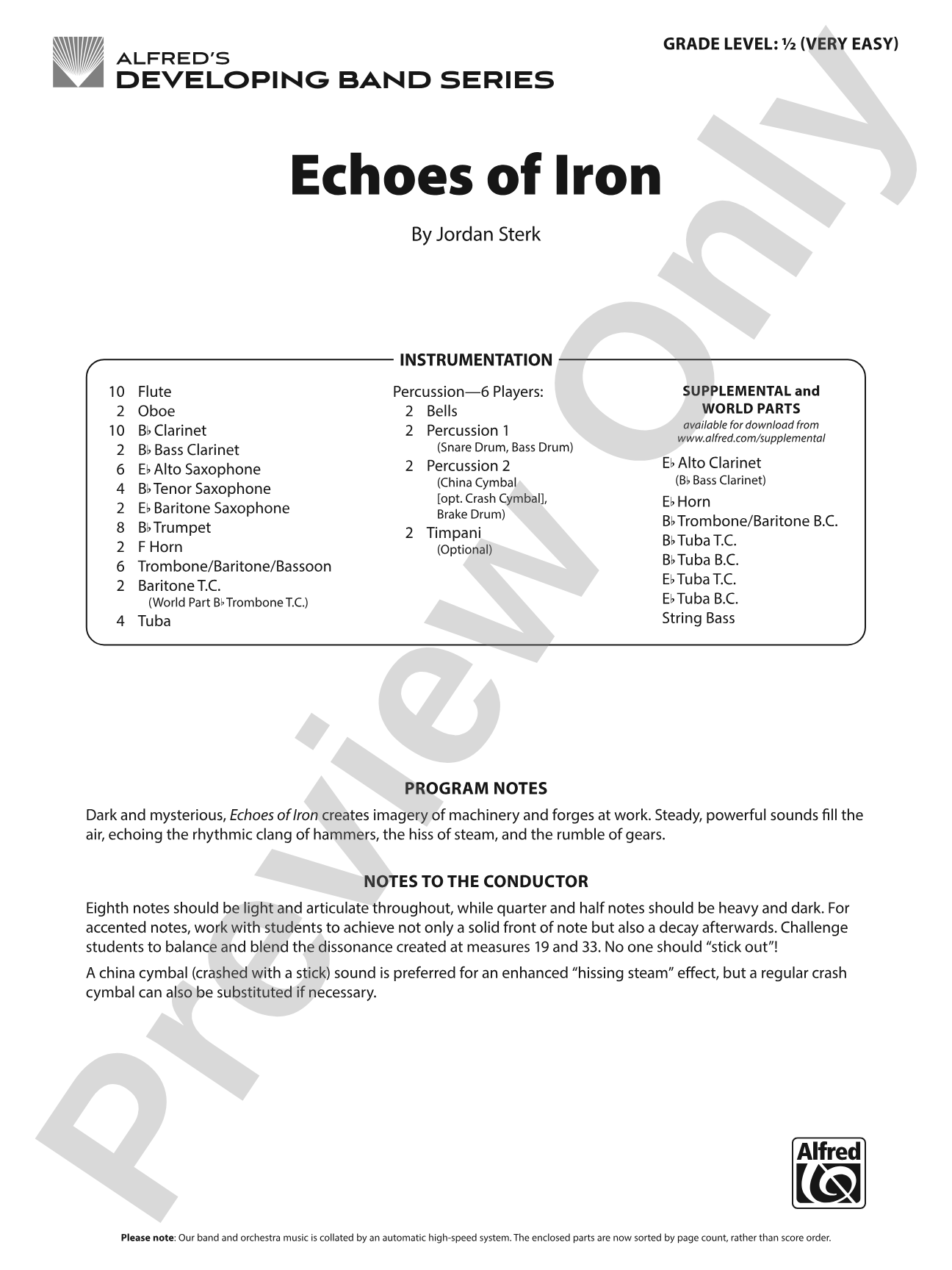 Echoes of Iron: Concert Band Conductor Score & Parts