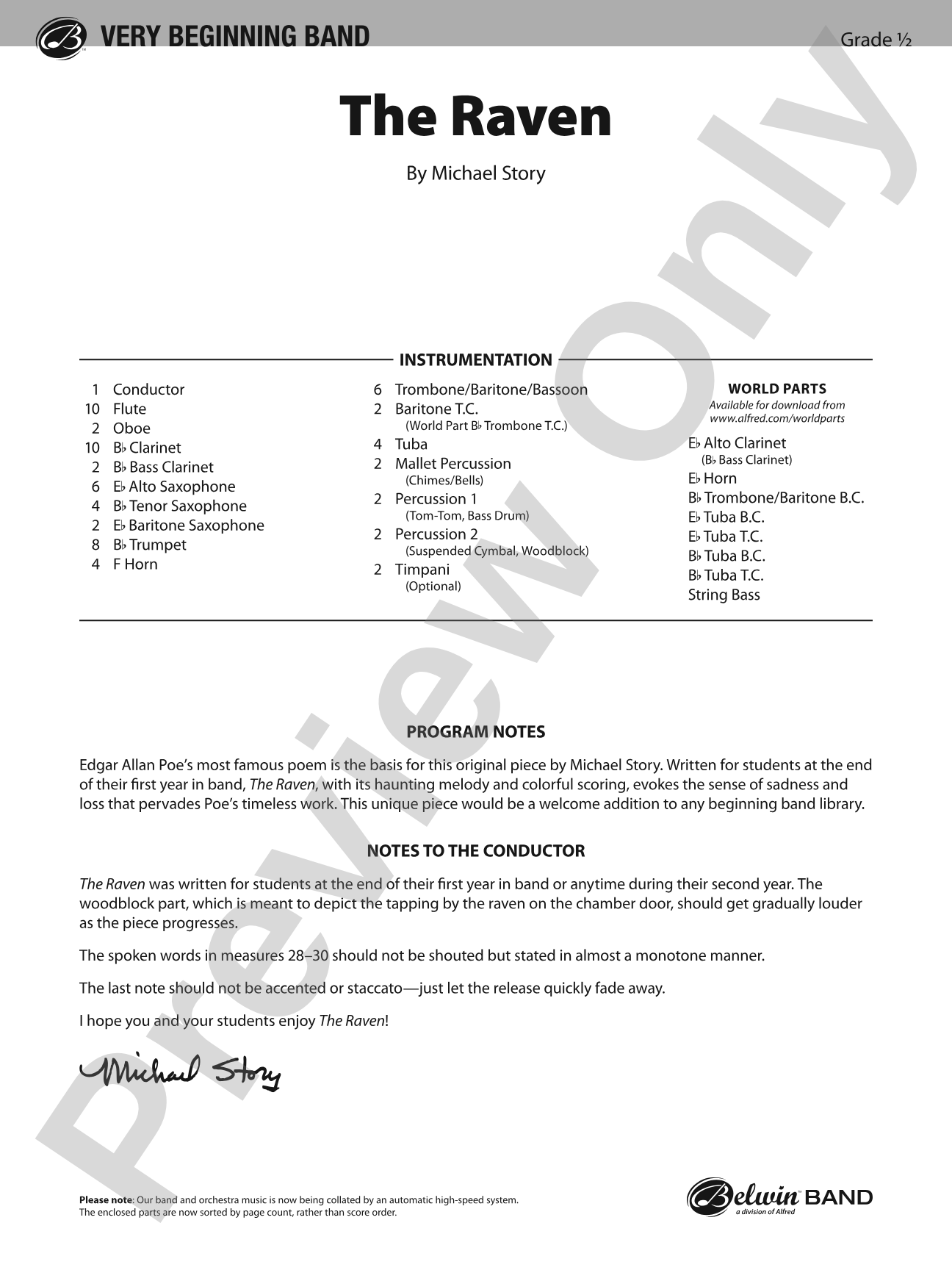 The Raven: Concert Band Conductor Score & Parts