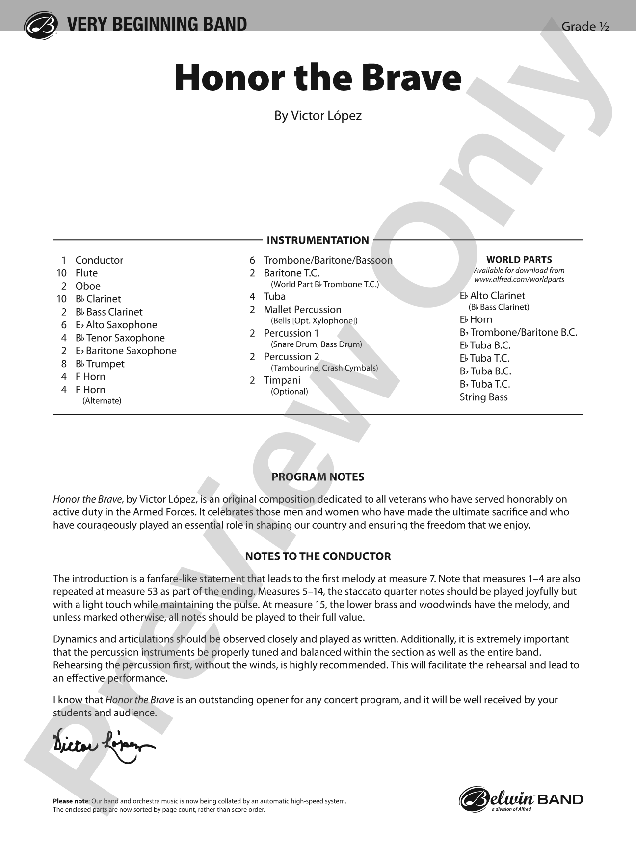 Honor the Brave: Concert Band Conductor Score & Parts