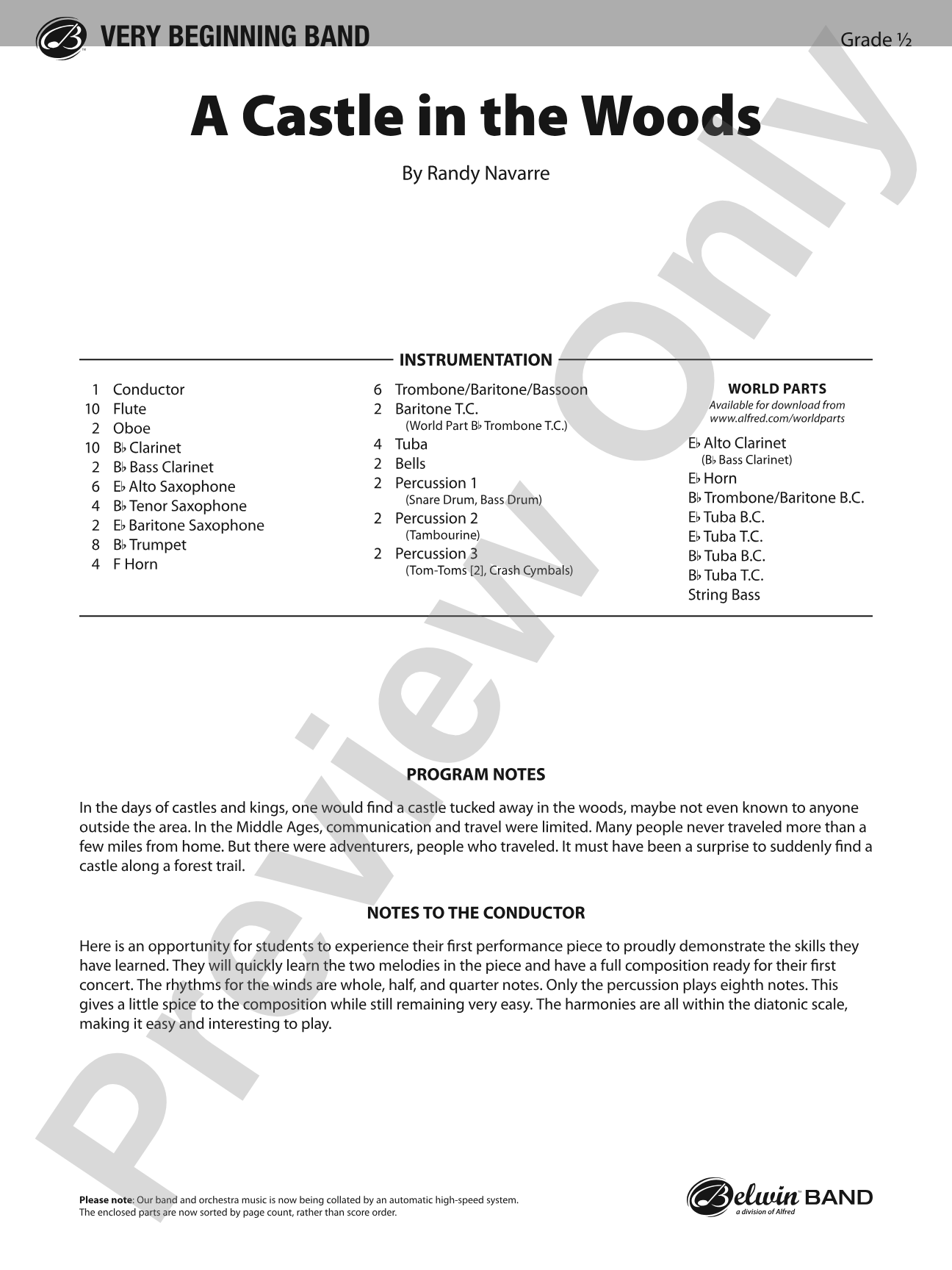 A Castle in the Woods: Concert Band Conductor Score & Parts