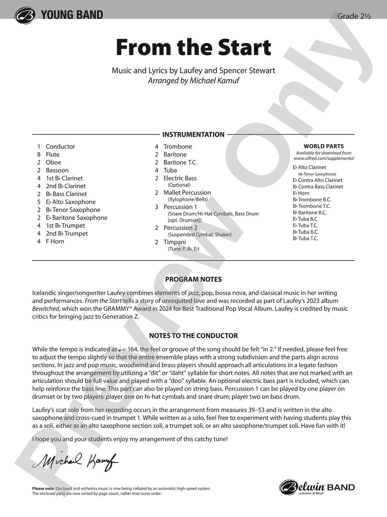 From the Start: Concert Band Conductor Score & Parts