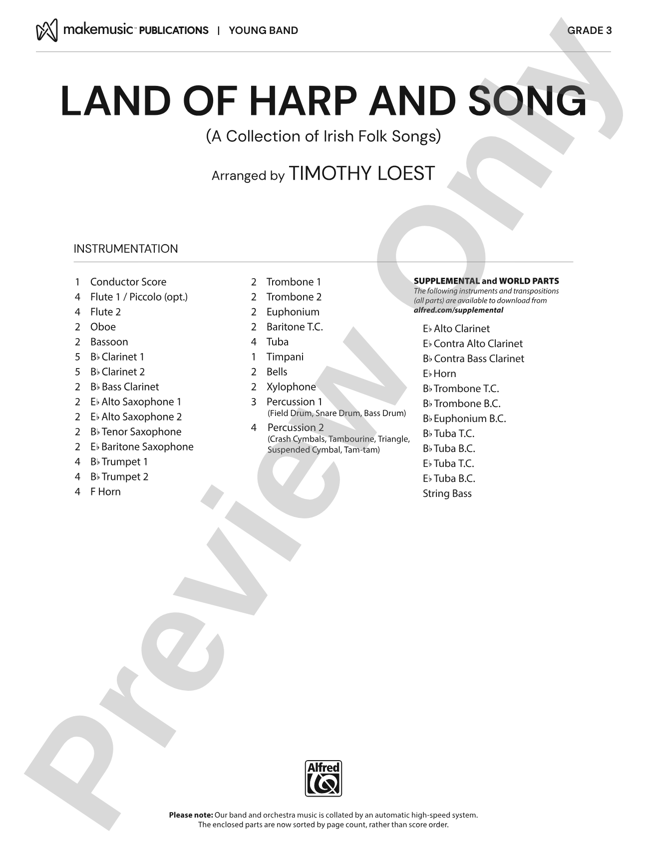 Land of Harp and Song: Concert Band Conductor Score & Parts