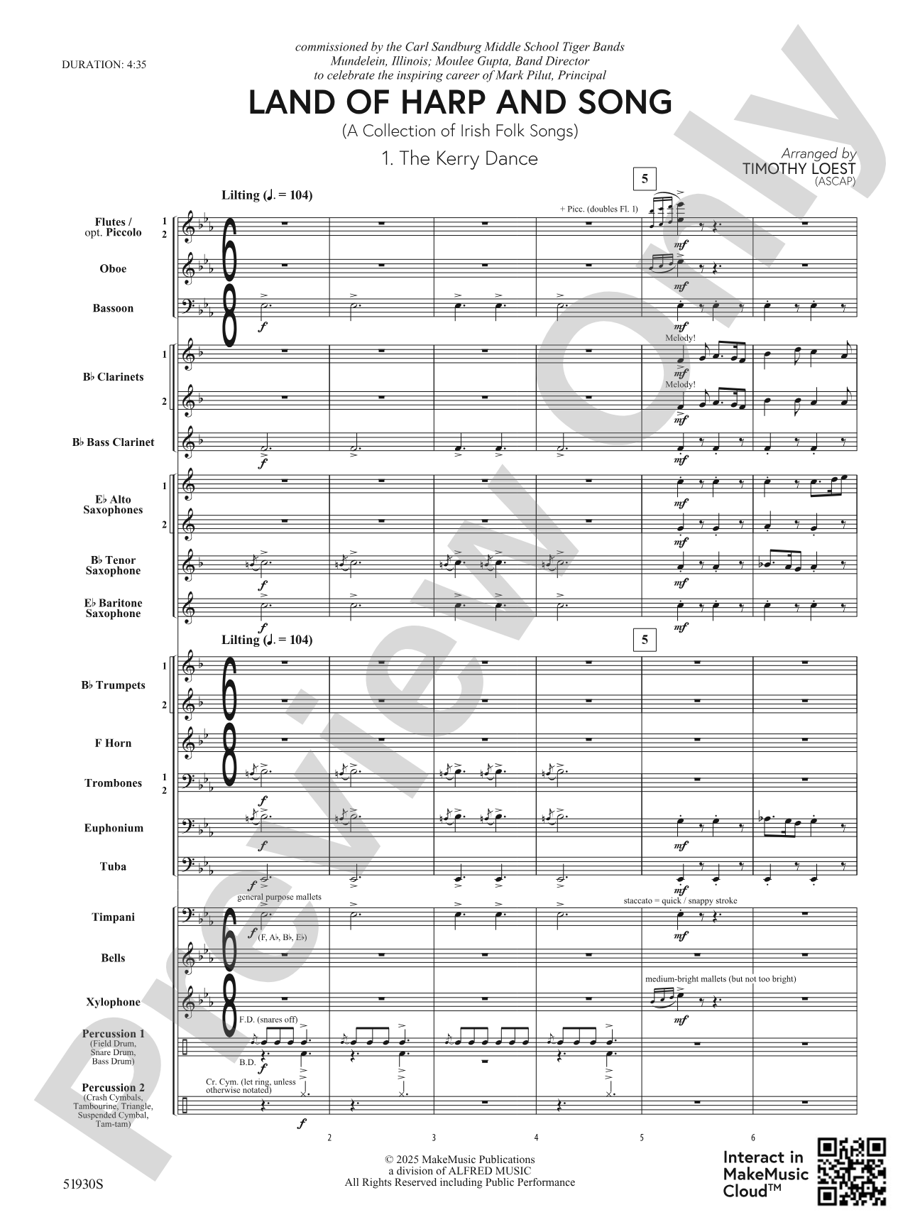 Land of Harp and Song: Concert Band Conductor Score & Parts