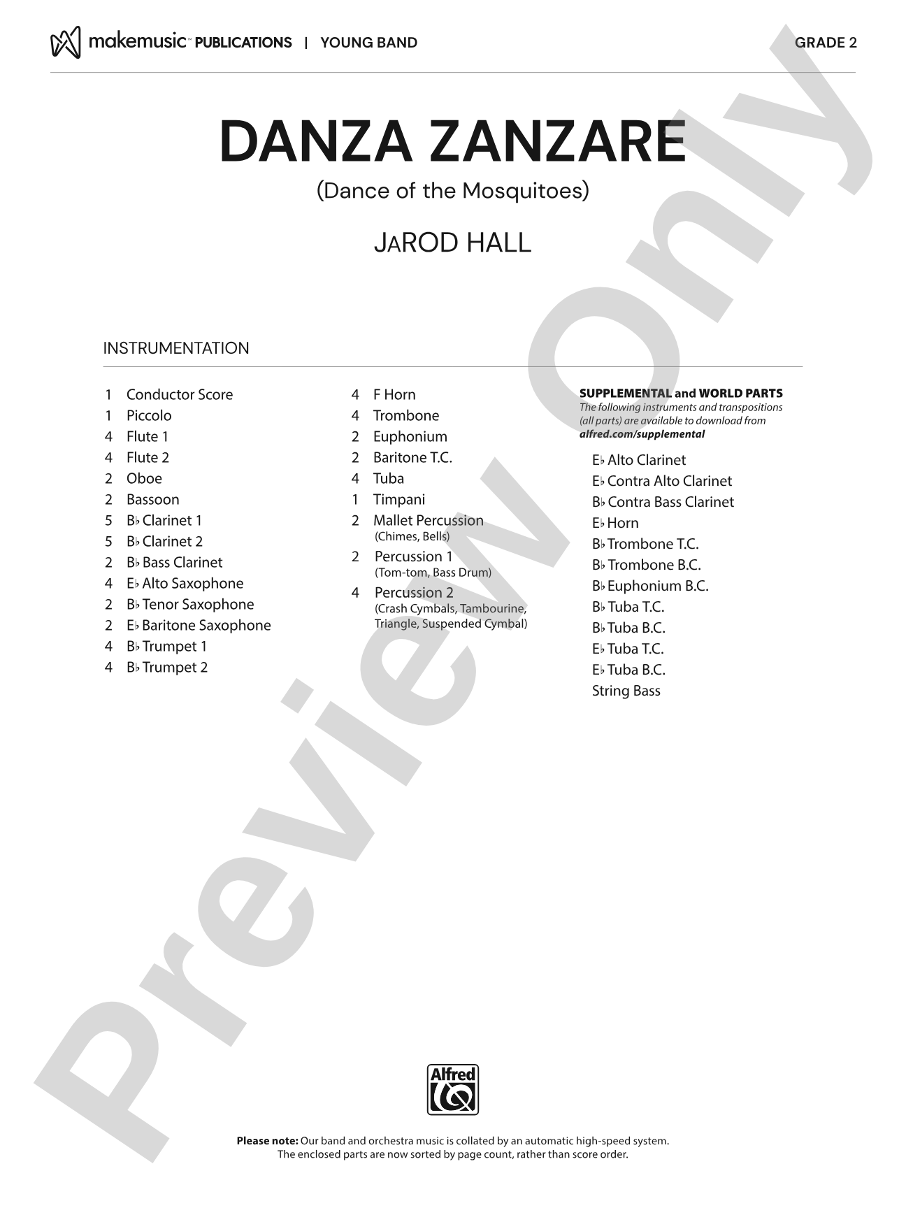 Danza Zanzare: Concert Band Conductor Score & Parts