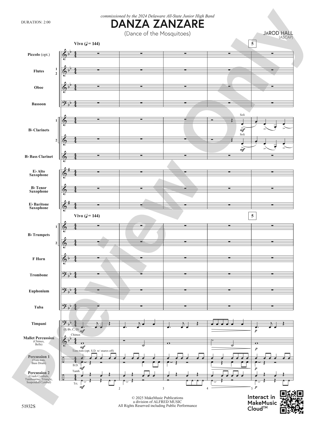 Danza Zanzare: Concert Band Conductor Score & Parts