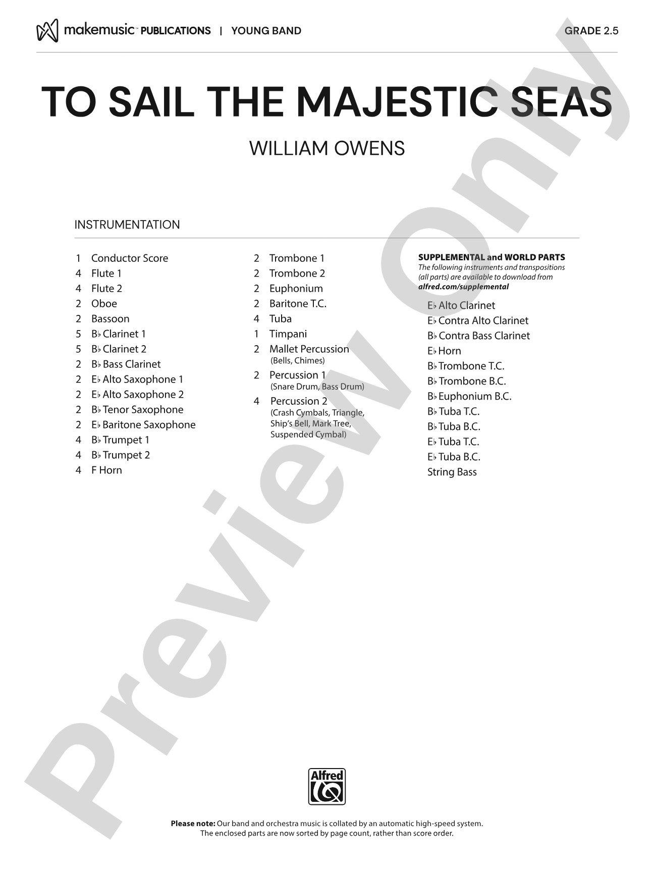 To Sail the Majestic Seas: Concert Band Conductor Score & Parts