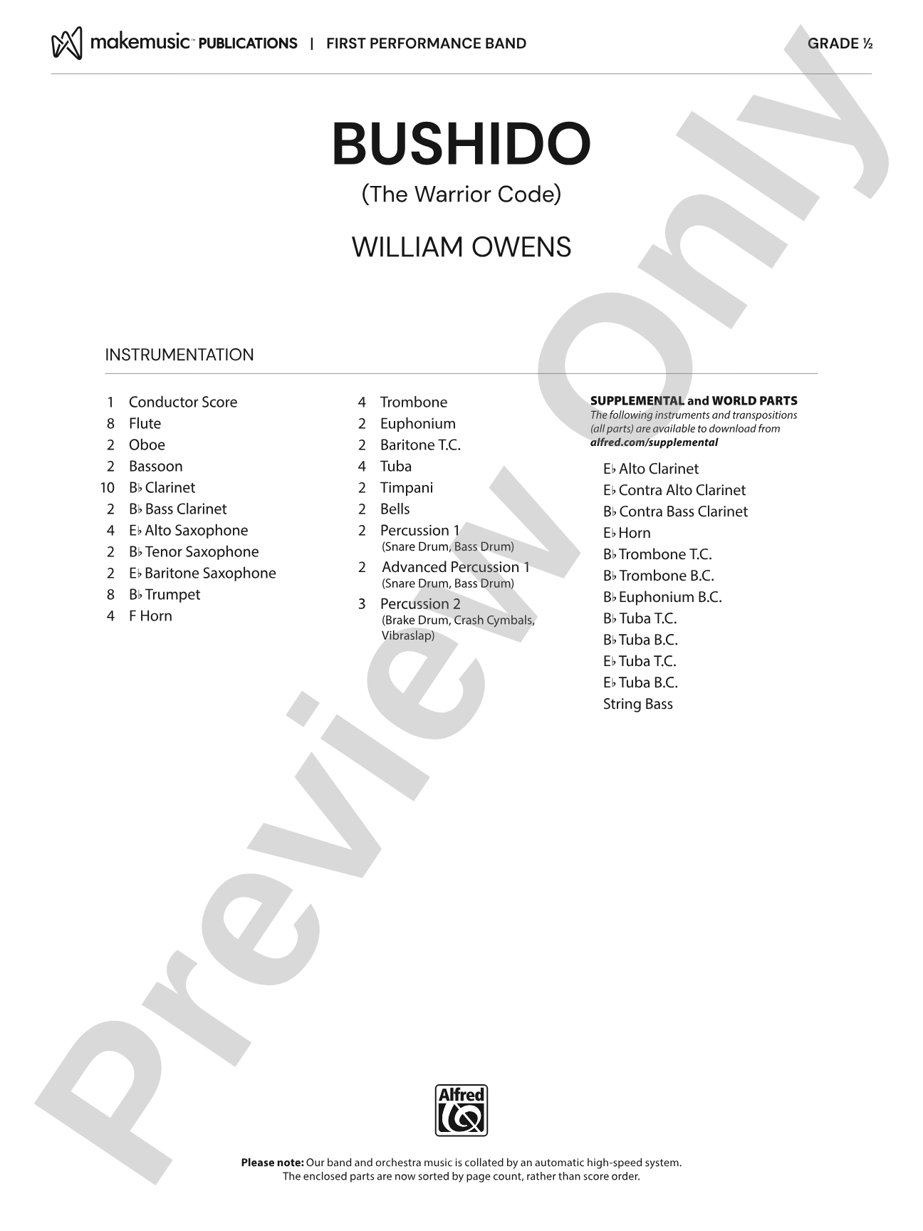 Bushido: Concert Band Conductor Score & Parts