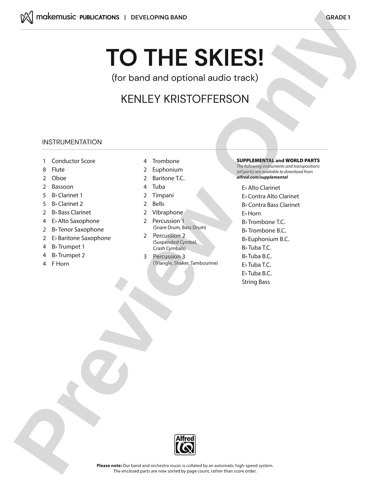 To the Skies!: Concert Band Conductor Score & Parts