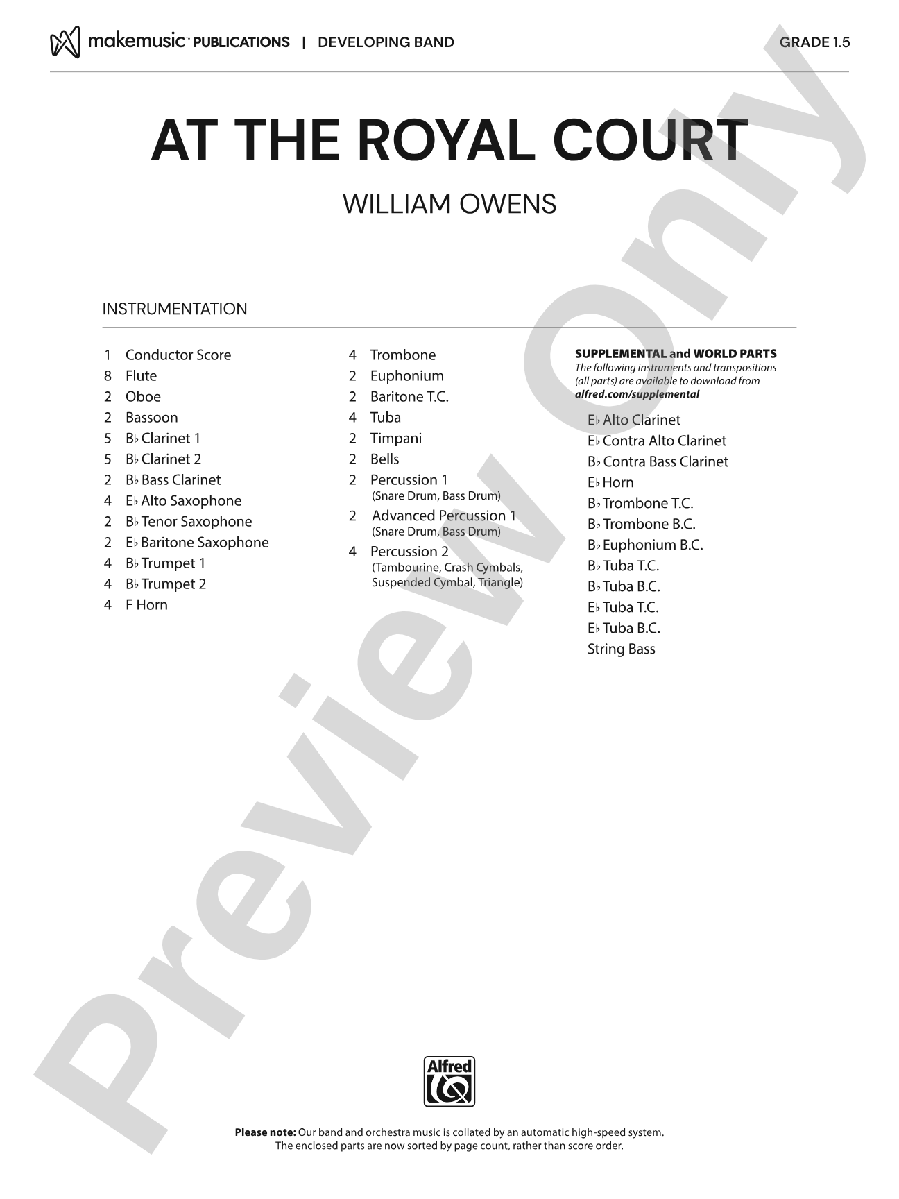 At the Royal Court: Concert Band Conductor Score & Parts