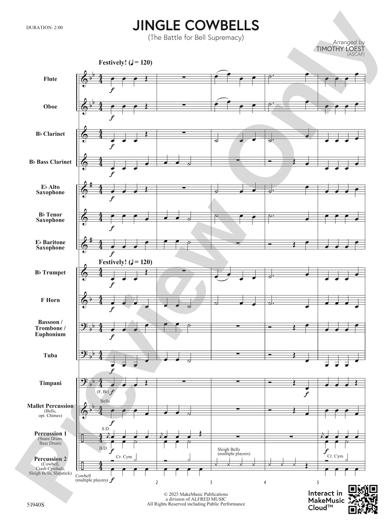 Jingle Cowbells: Concert Band Conductor Score & Parts