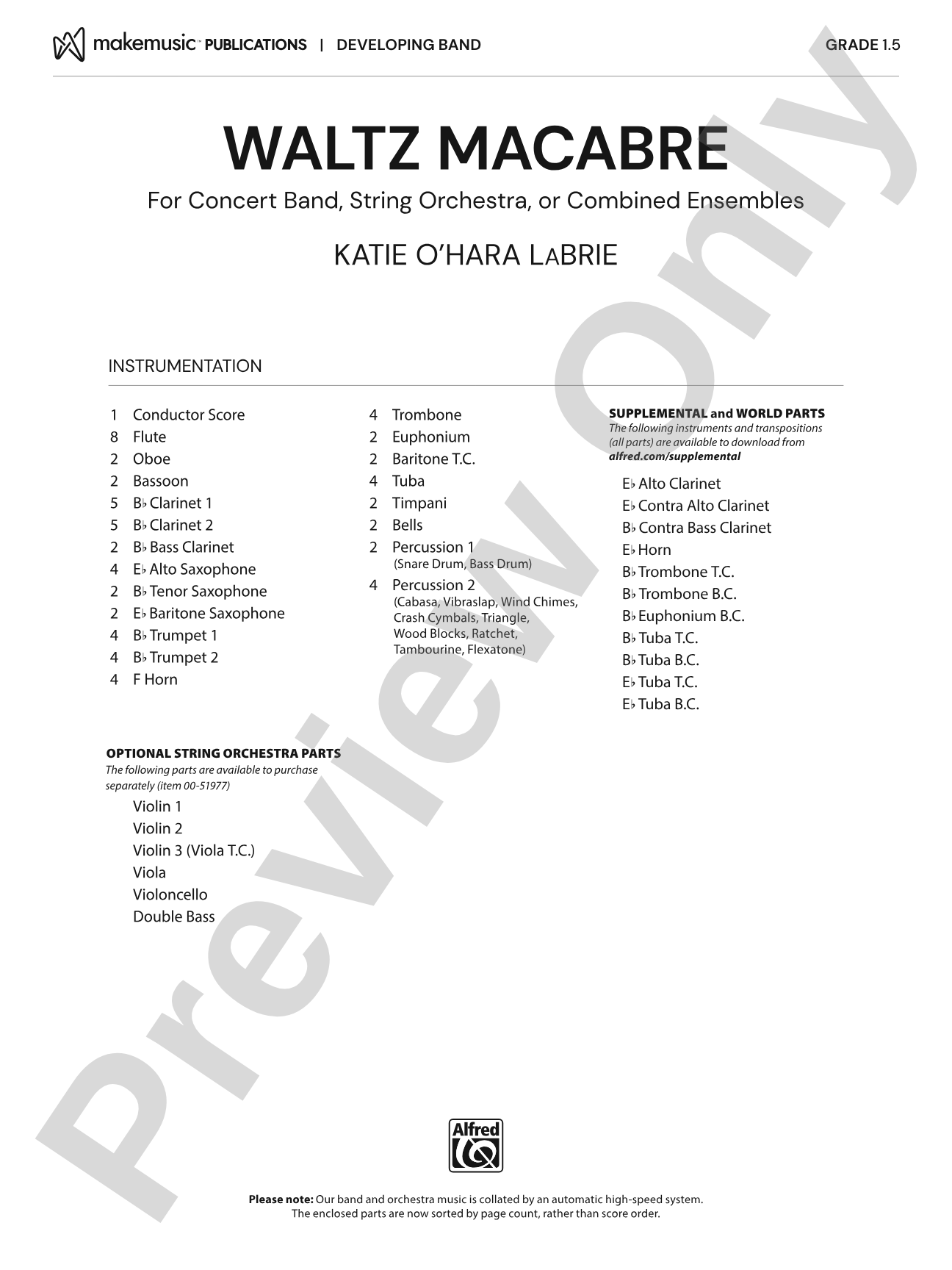 Waltz Macabre: Score