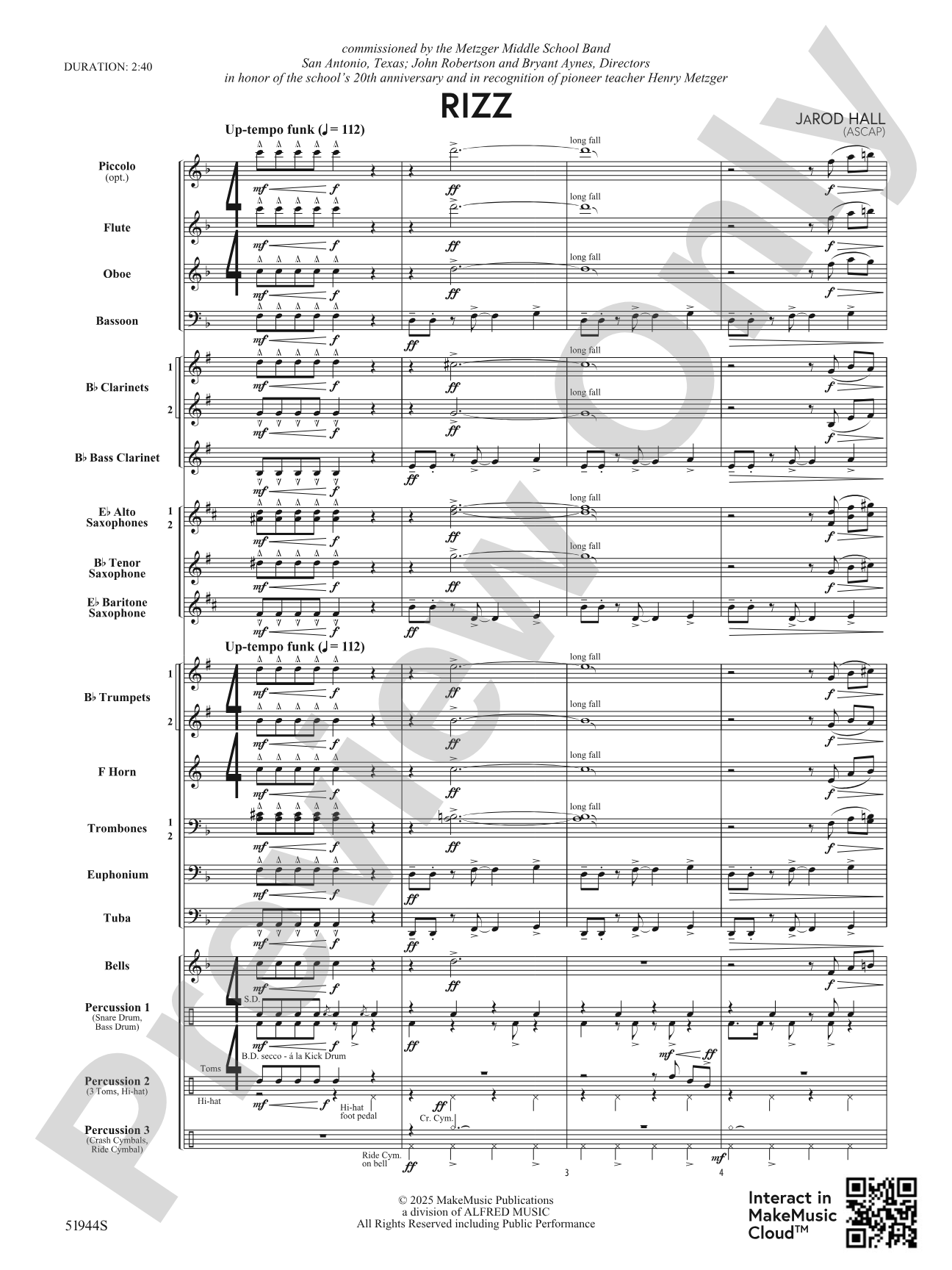Rizz: Concert Band Conductor Score & Parts