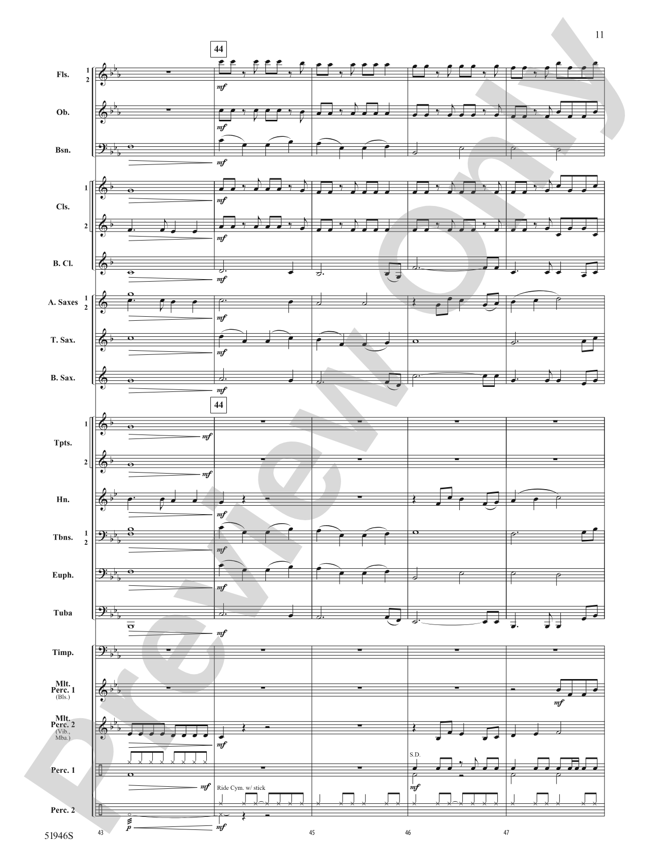 Ocean Blue: Concert Band Conductor Score & Parts