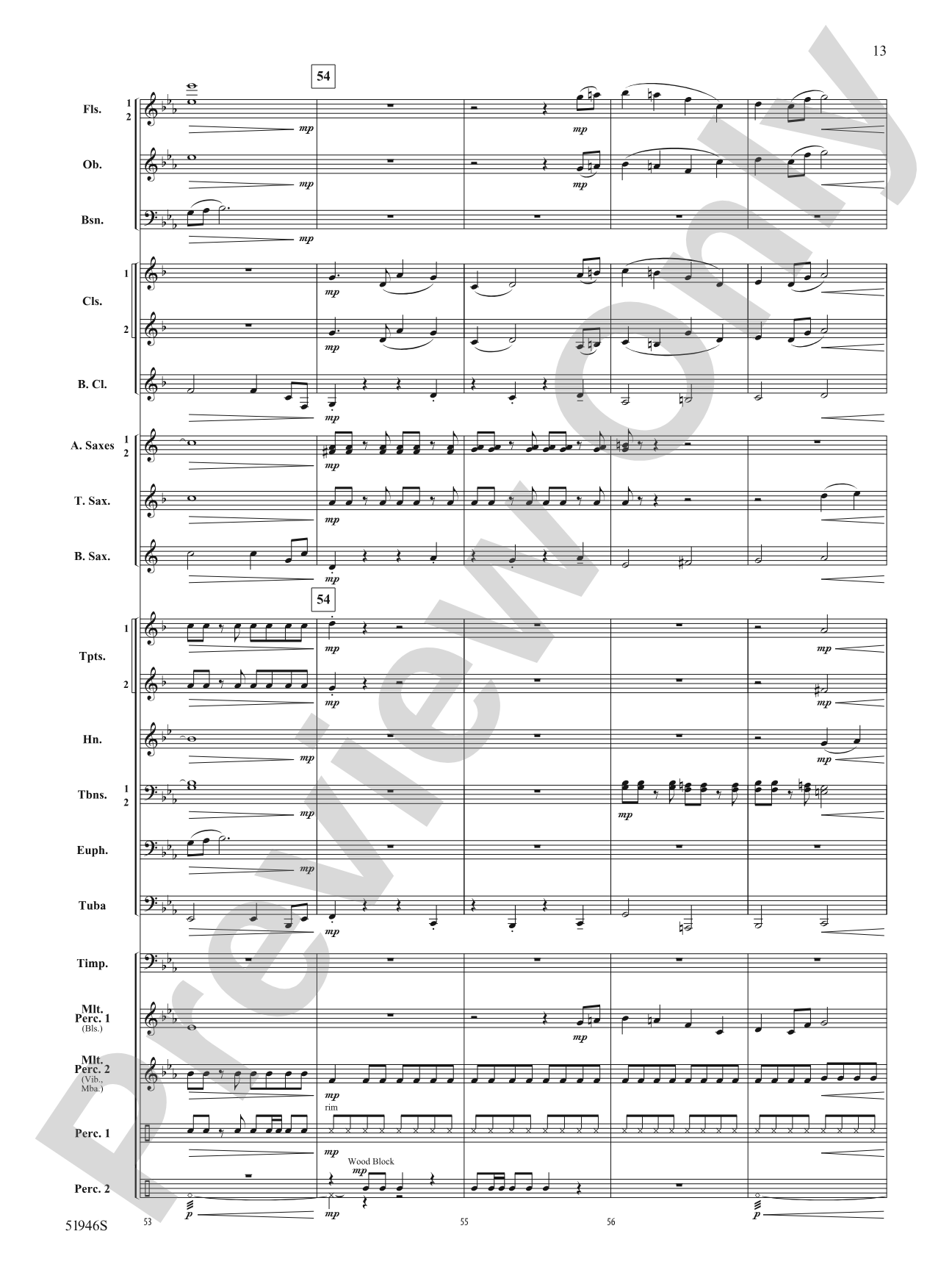 Ocean Blue: Concert Band Conductor Score & Parts