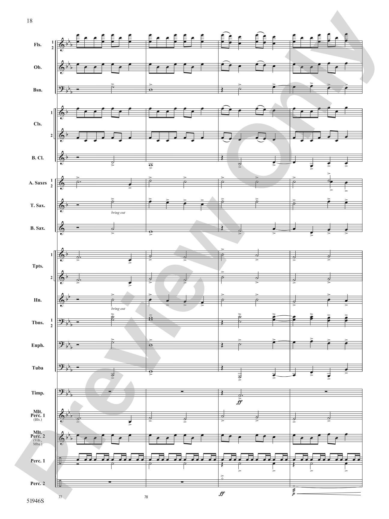 Ocean Blue: Concert Band Conductor Score & Parts