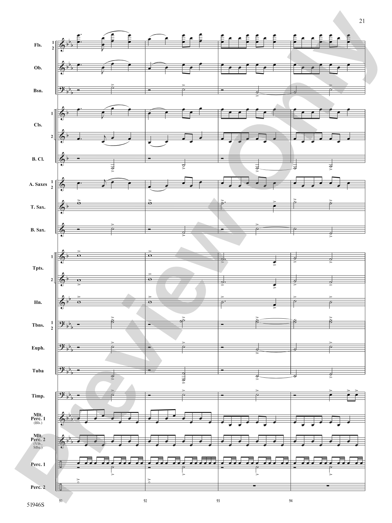 Ocean Blue: Concert Band Conductor Score & Parts