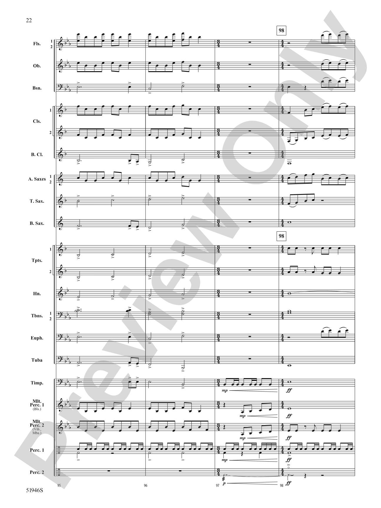 Ocean Blue: Concert Band Conductor Score & Parts